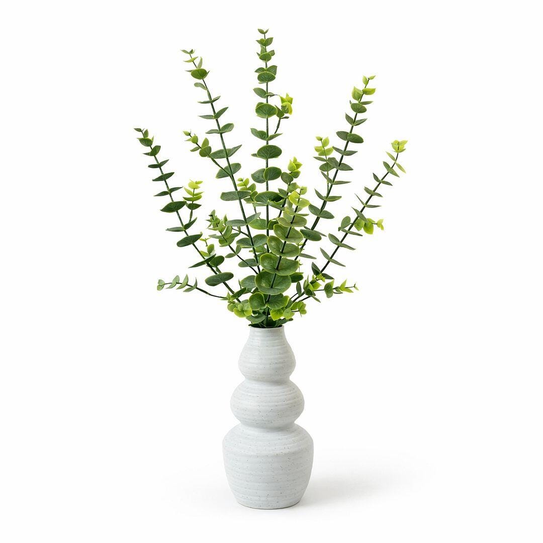 LCG Florals 28" Spiral Eucalyptus Arrangement with Vase, White, large