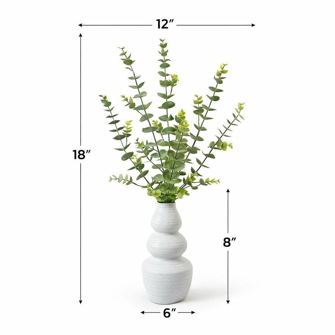 LCG Florals 28" Spiral Eucalyptus Arrangement with Vase, White, large