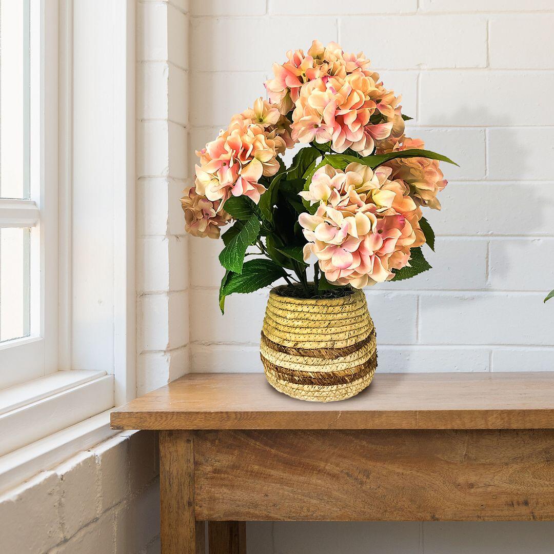 LCG Florals Faux Hydrangeas Plant, Pink/Beige, rollover