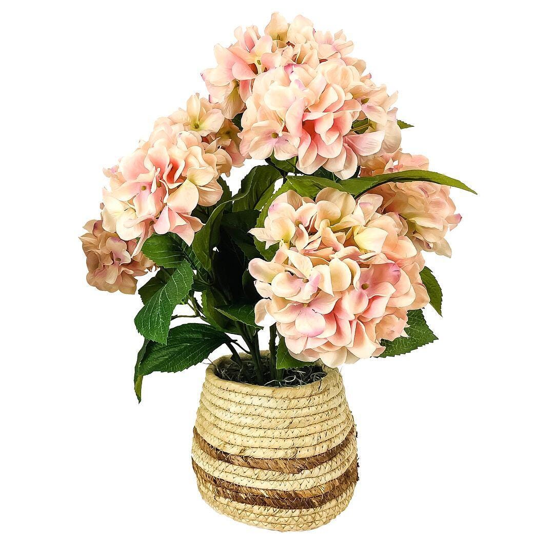 LCG Florals Faux Hydrangeas Plant, Pink/Beige, large