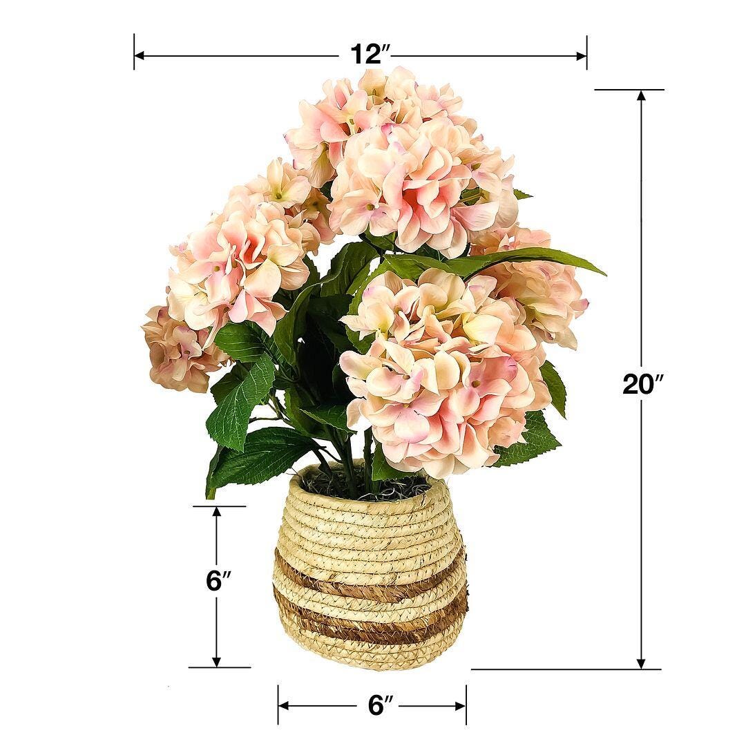 LCG Florals Faux Hydrangeas Plant, Pink/Beige, large