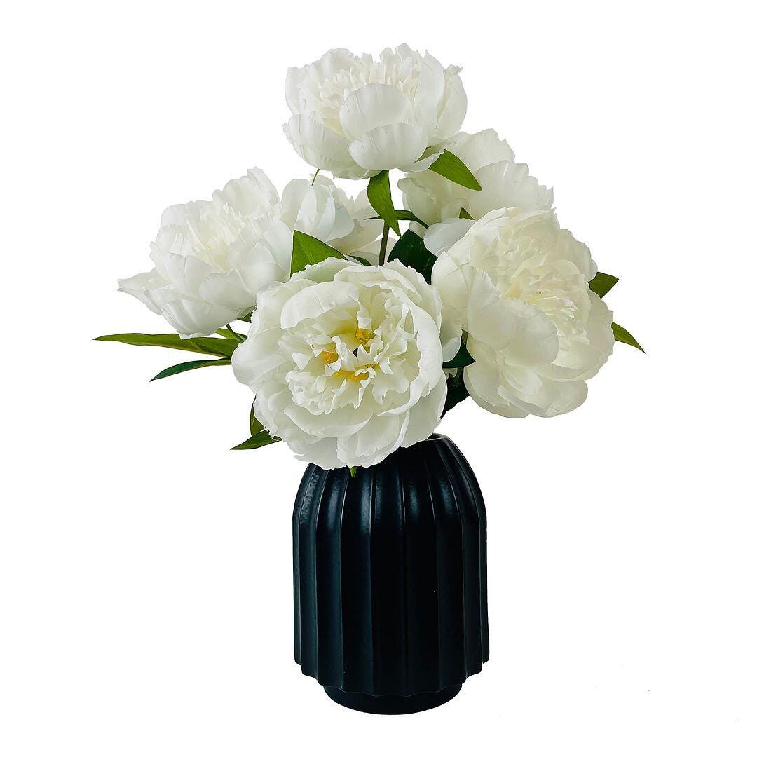 LCG Florals Faux Peony Plant, White/Green, large