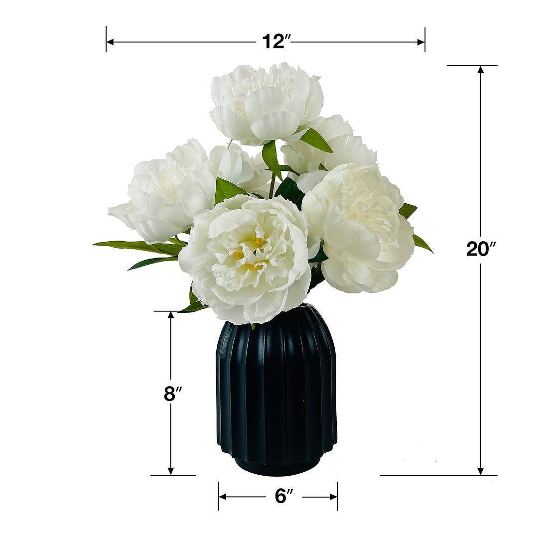 LCG Florals Faux Peony Plant, White/Green, large