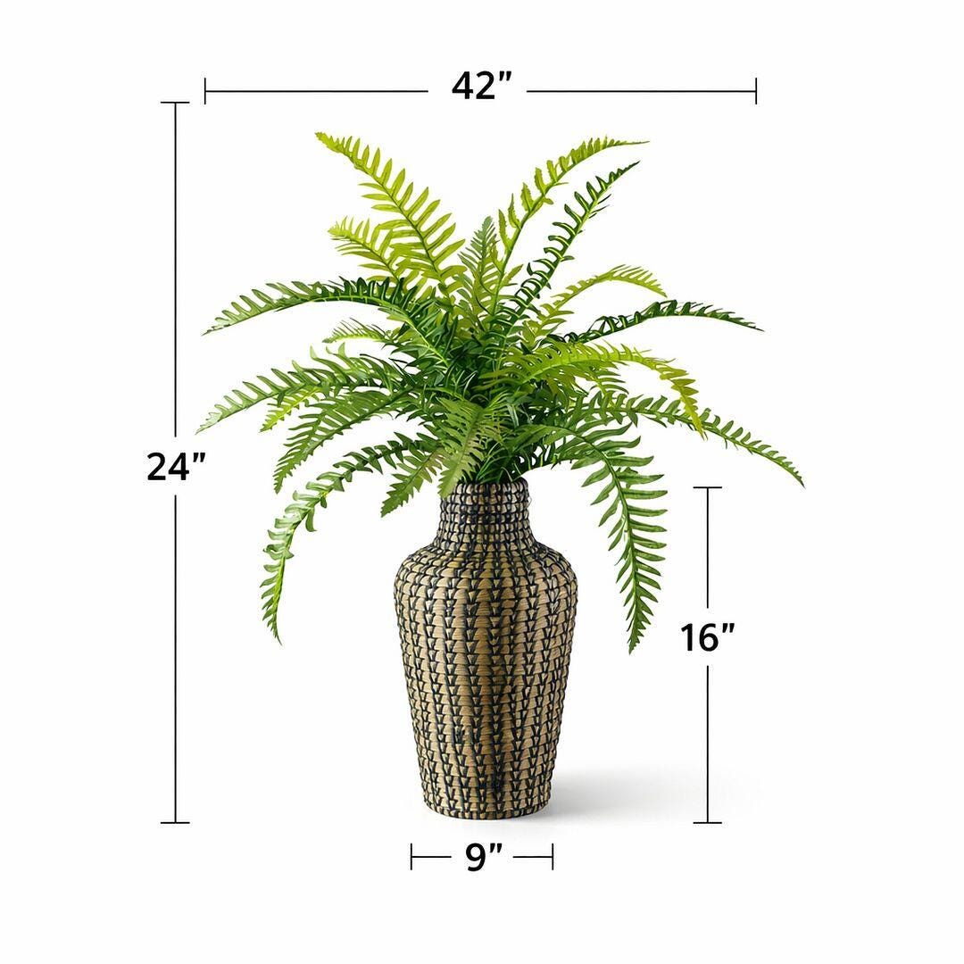 LCG Florals Faux River Fern Plant, , large