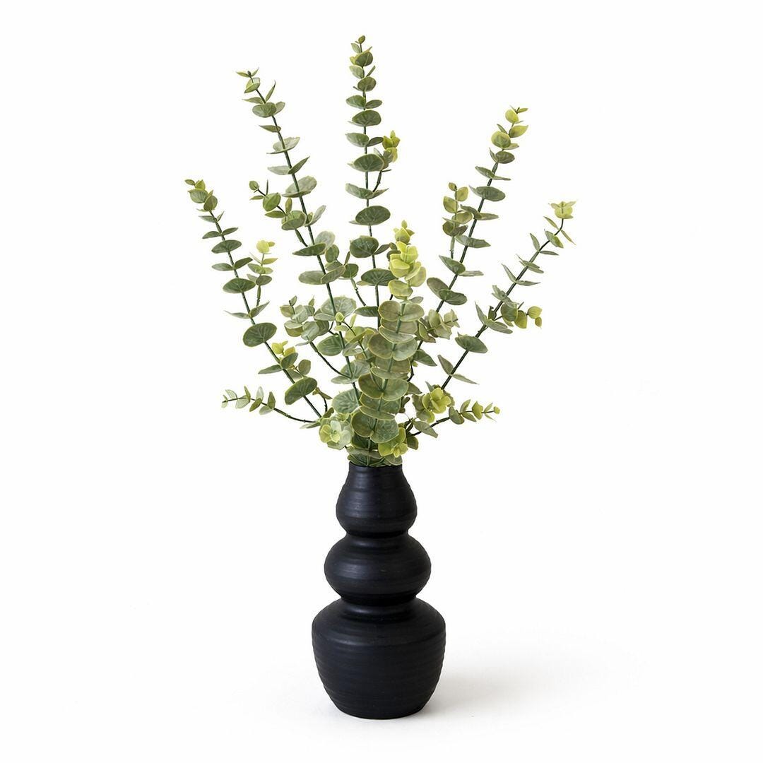 LCG Florals 28" Spiral Eucalyptus Arrangement with Vase, Black, large