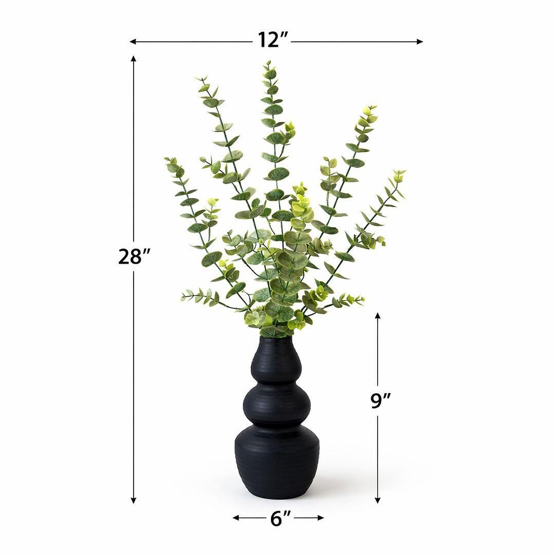 LCG Florals 28" Spiral Eucalyptus Arrangement with Vase, Black, large