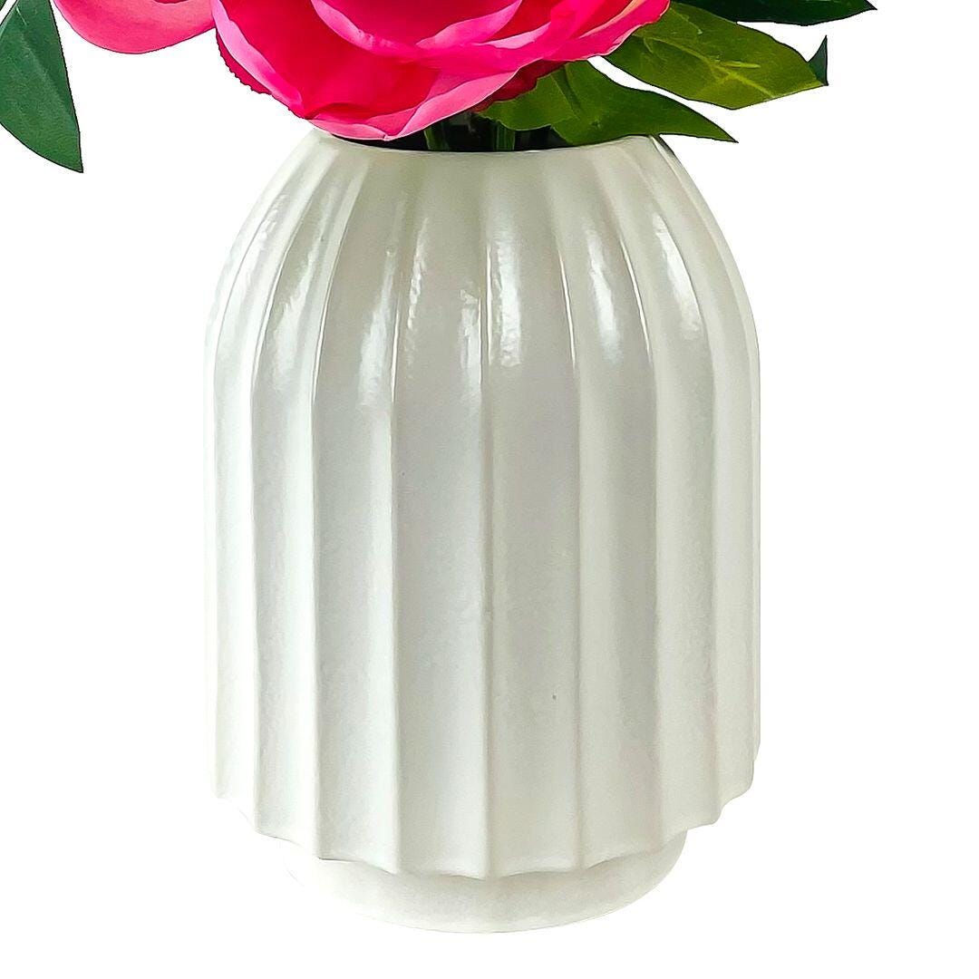 LCG Florals Faux Peony Plant, Pink/White, large
