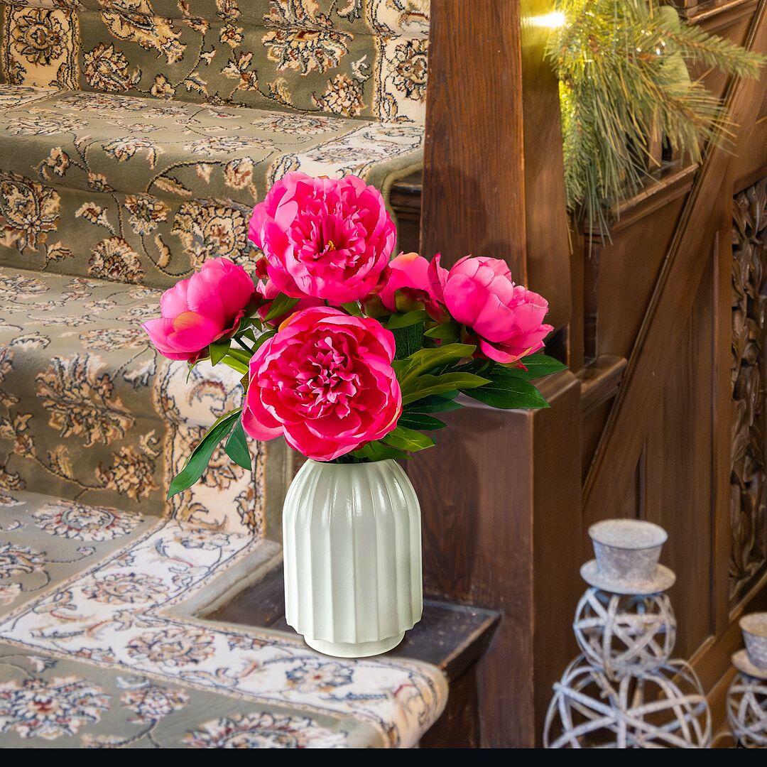 LCG Florals Faux Peony Plant, Pink/White, large