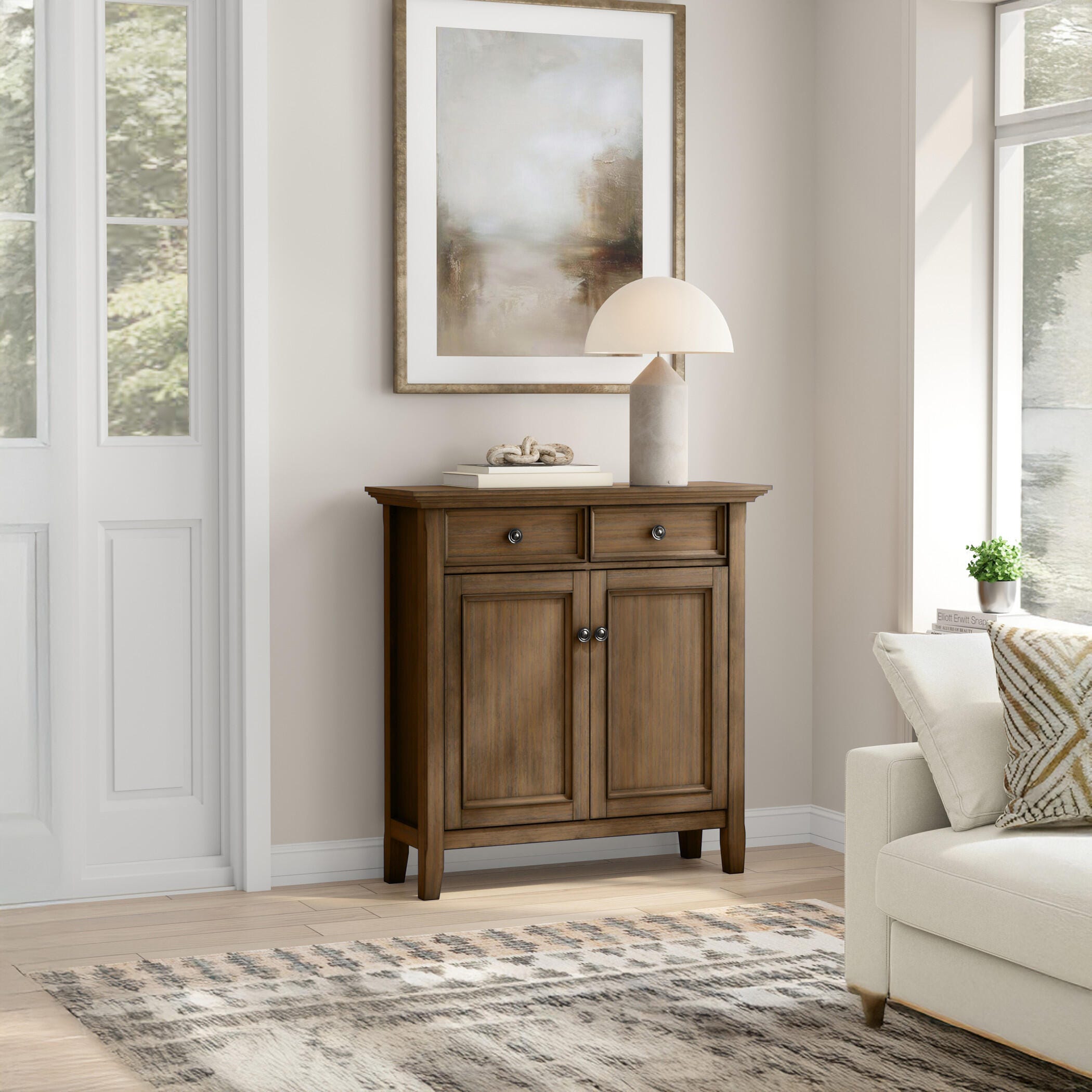 Simpli Home Amherst 36" Accent Cabinet, Rustic Natural Aged Brown, large