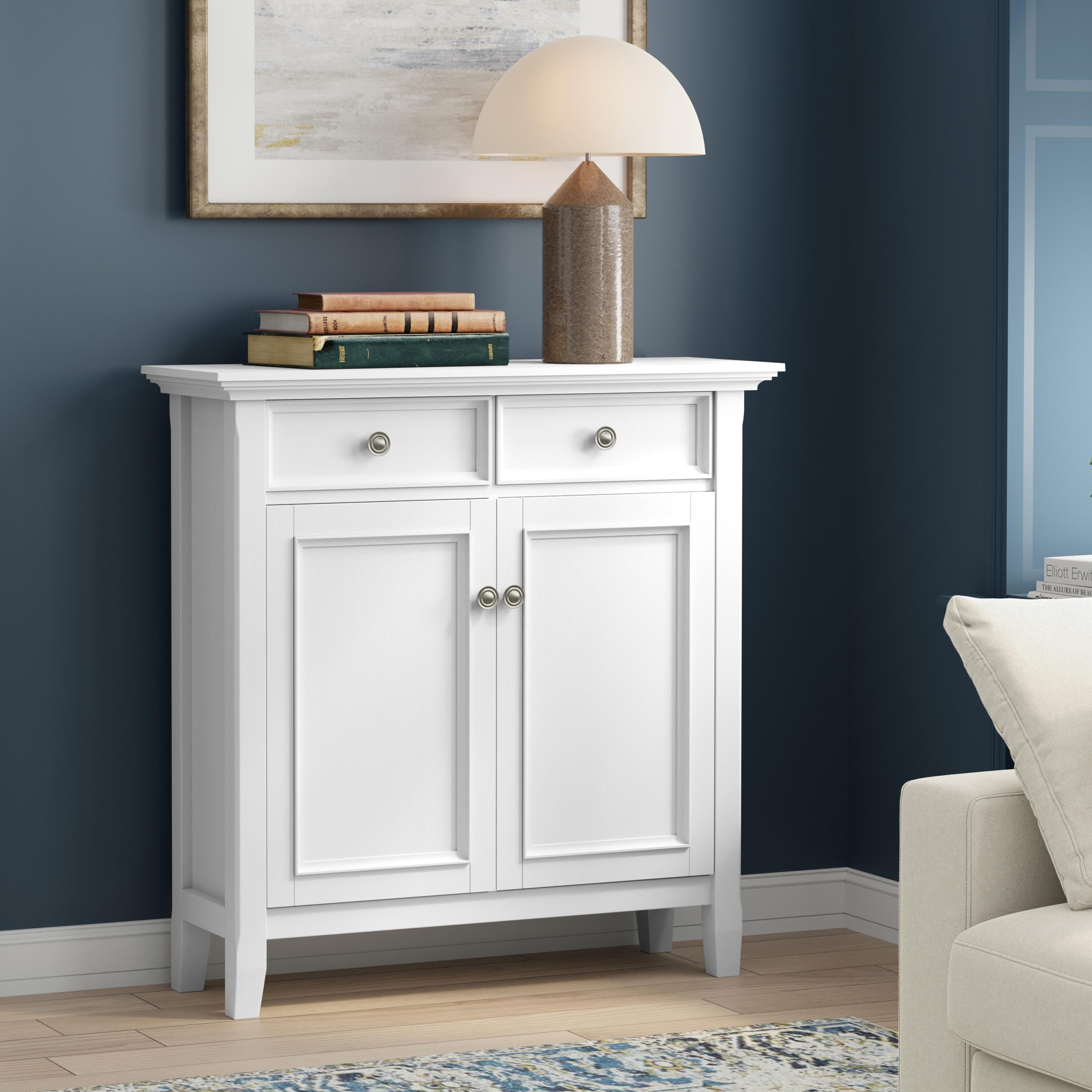 Simpli Home Amherst 36" Accent Cabinet, White, rollover