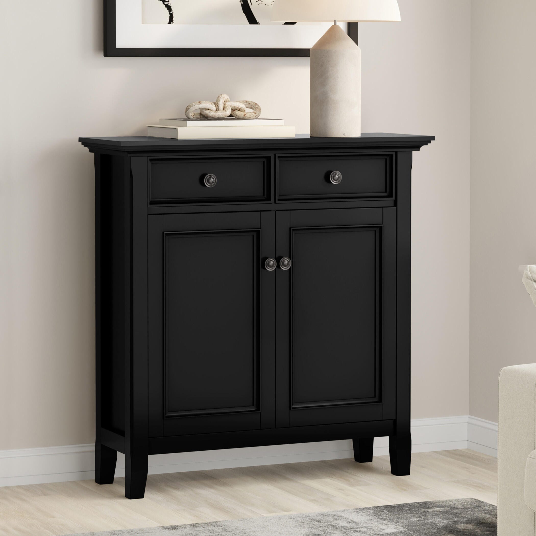 Simpli Home Amherst 36" Accent Cabinet, Black, rollover