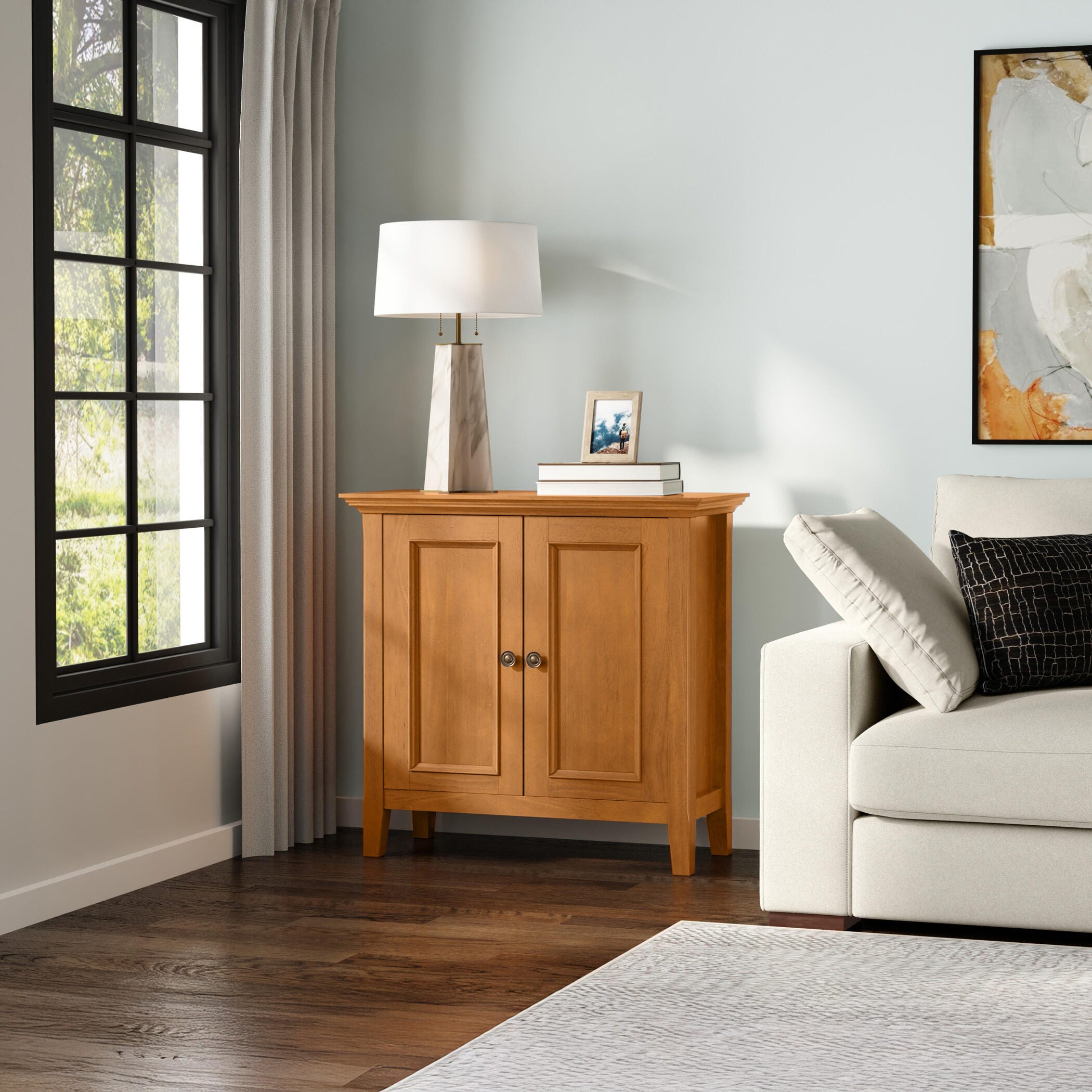 Simpli Home Amherst 32" Accent Cabinet, Light Golden Brown, large