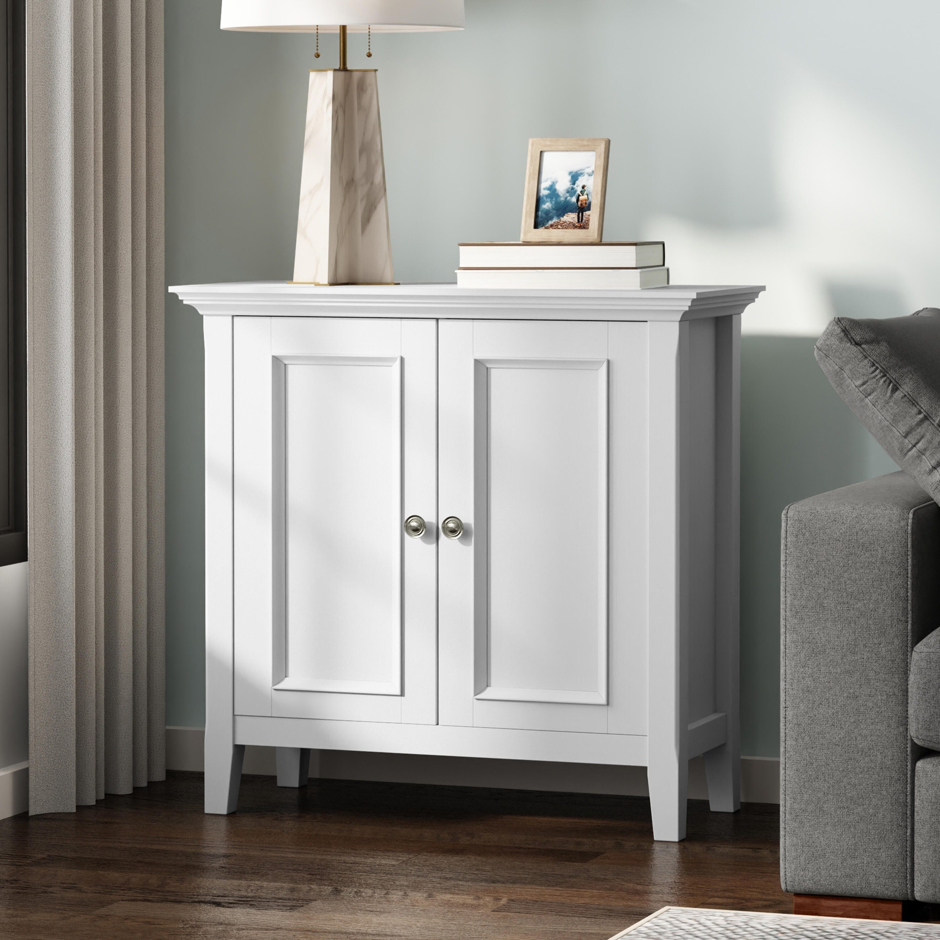 Simpli Home Amherst 32" Accent Cabinet, White, rollover