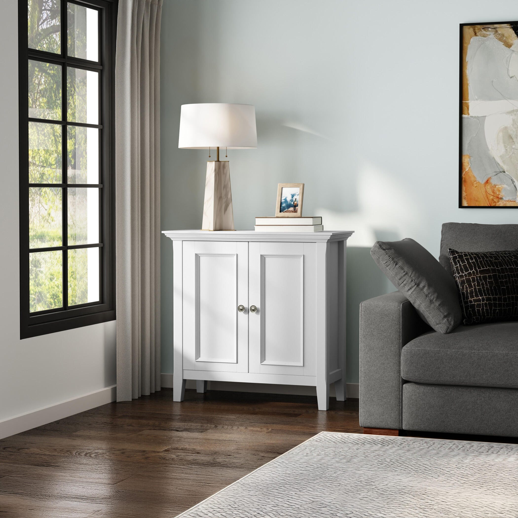 Simpli Home Amherst 32" Accent Cabinet, White, large