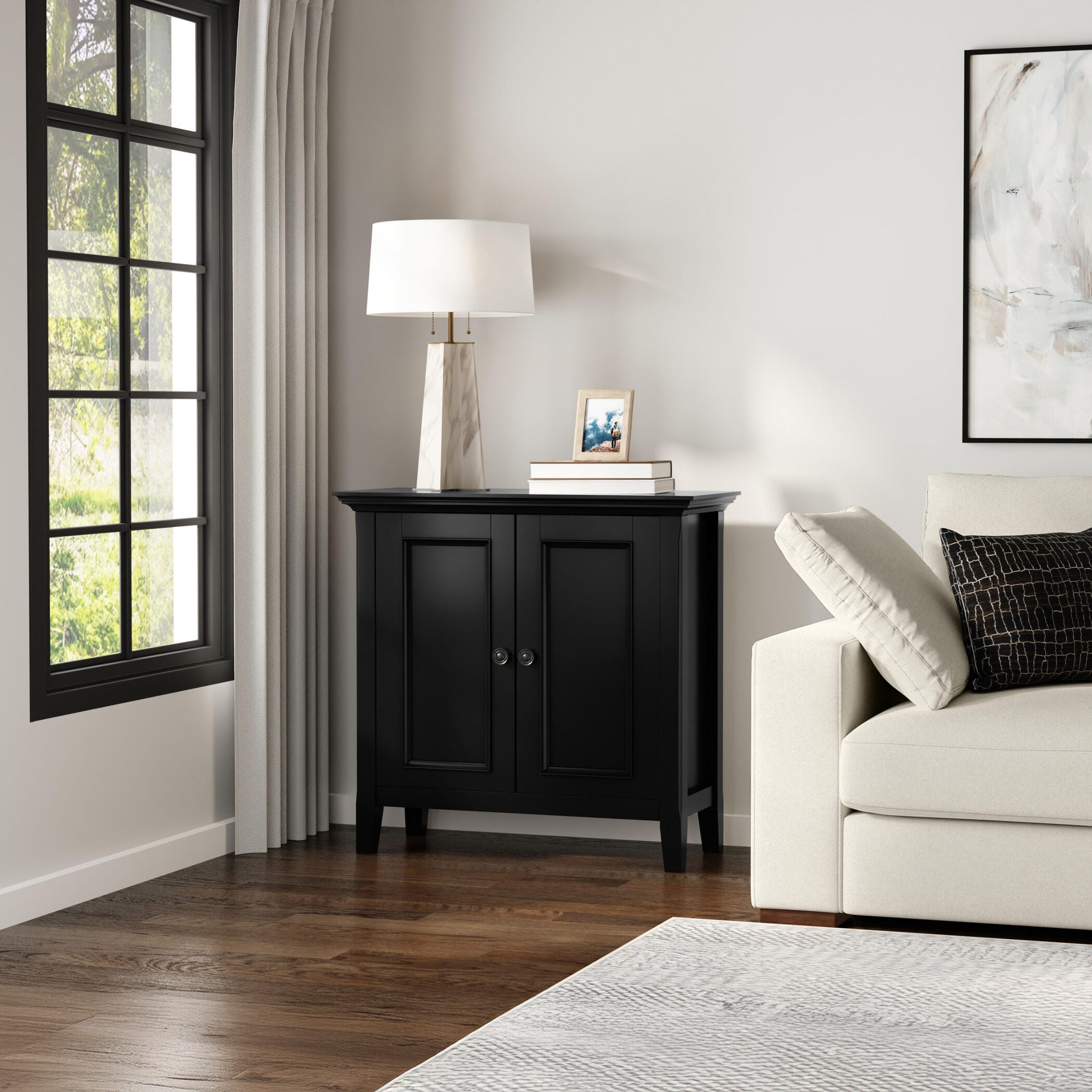 Simpli Home Amherst 32" Accent Cabinet, Black, large