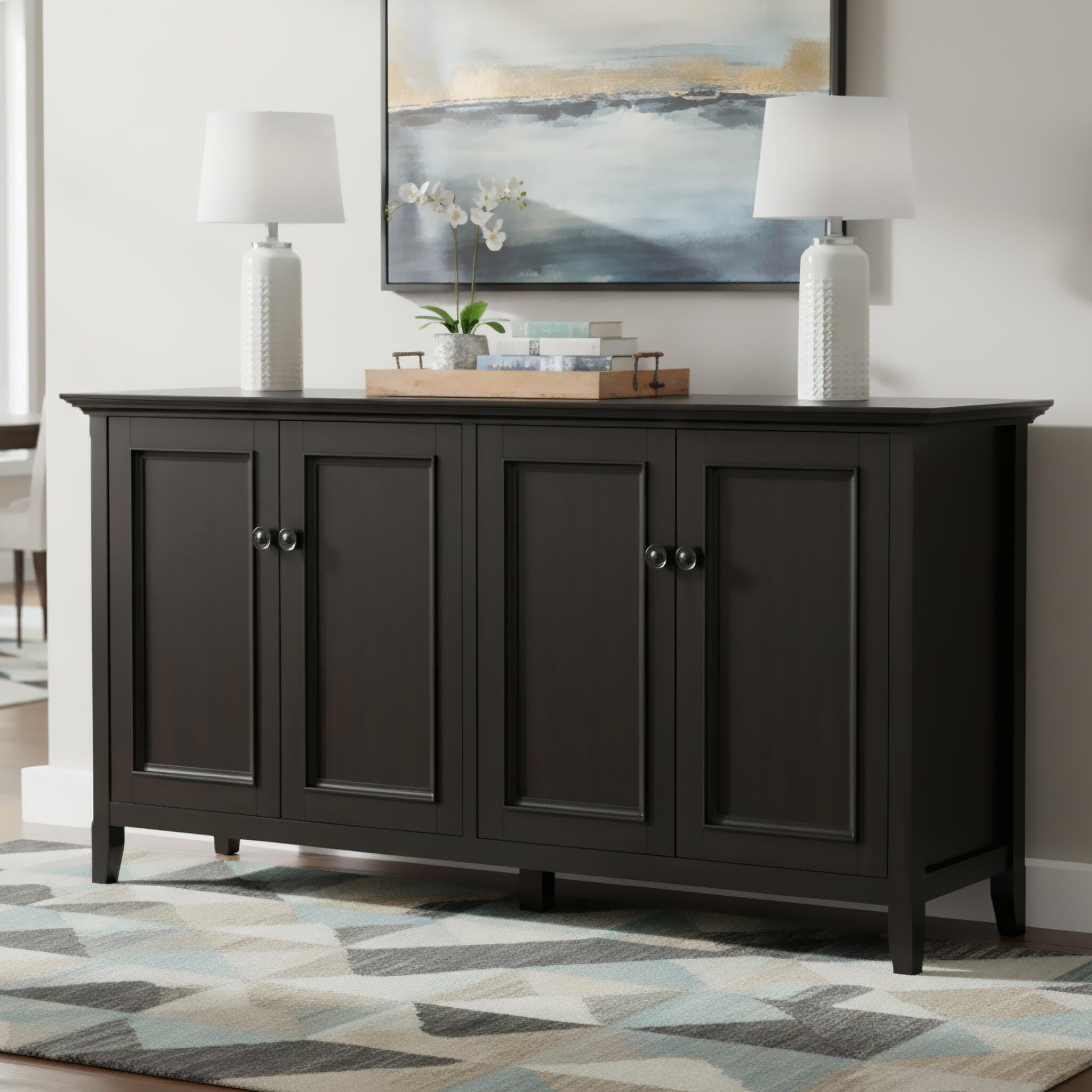 Simpli Home Amherst 66" Accent Cabinet, Hickory Brown, rollover