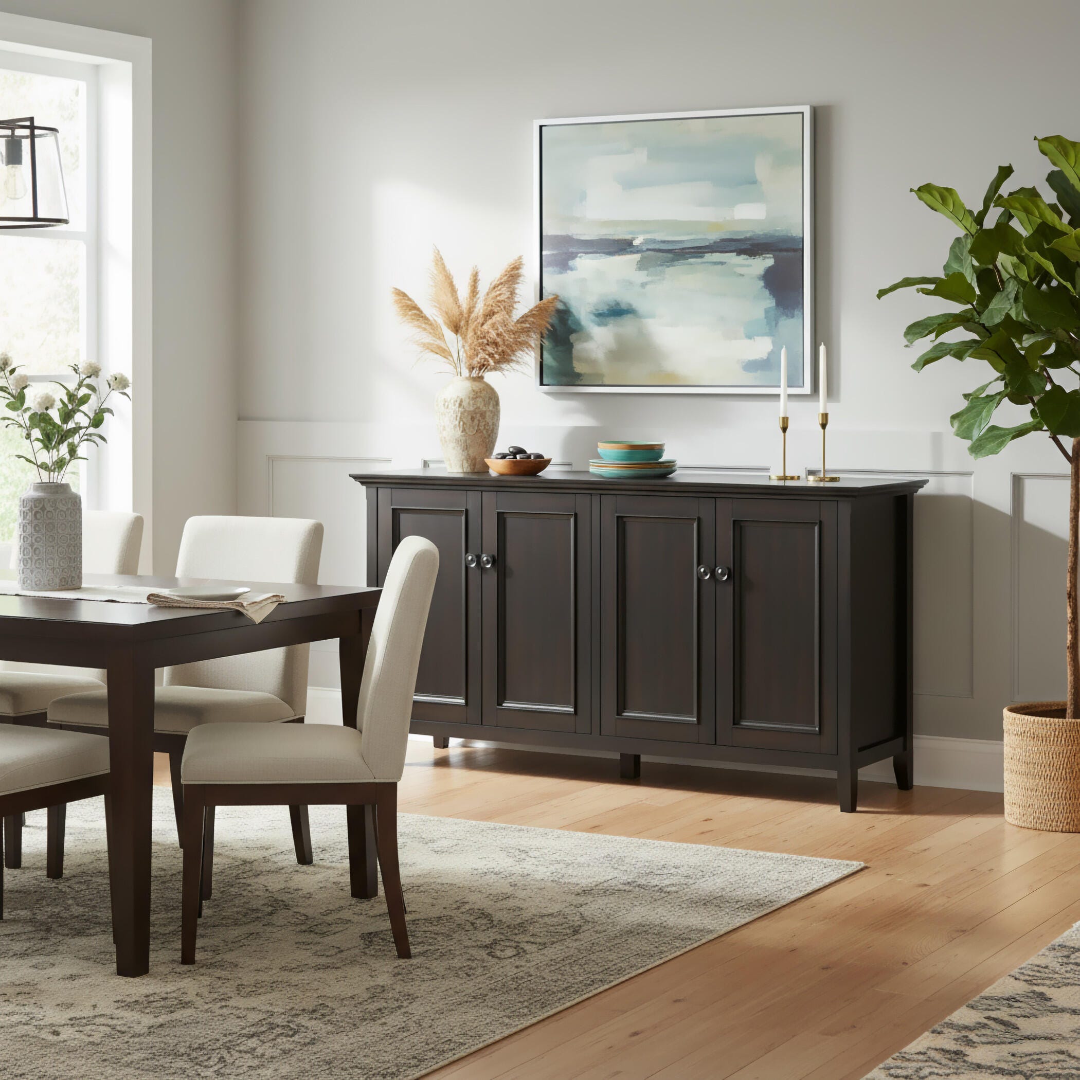 Simpli Home Amherst 66" Accent Cabinet, Hickory Brown, large