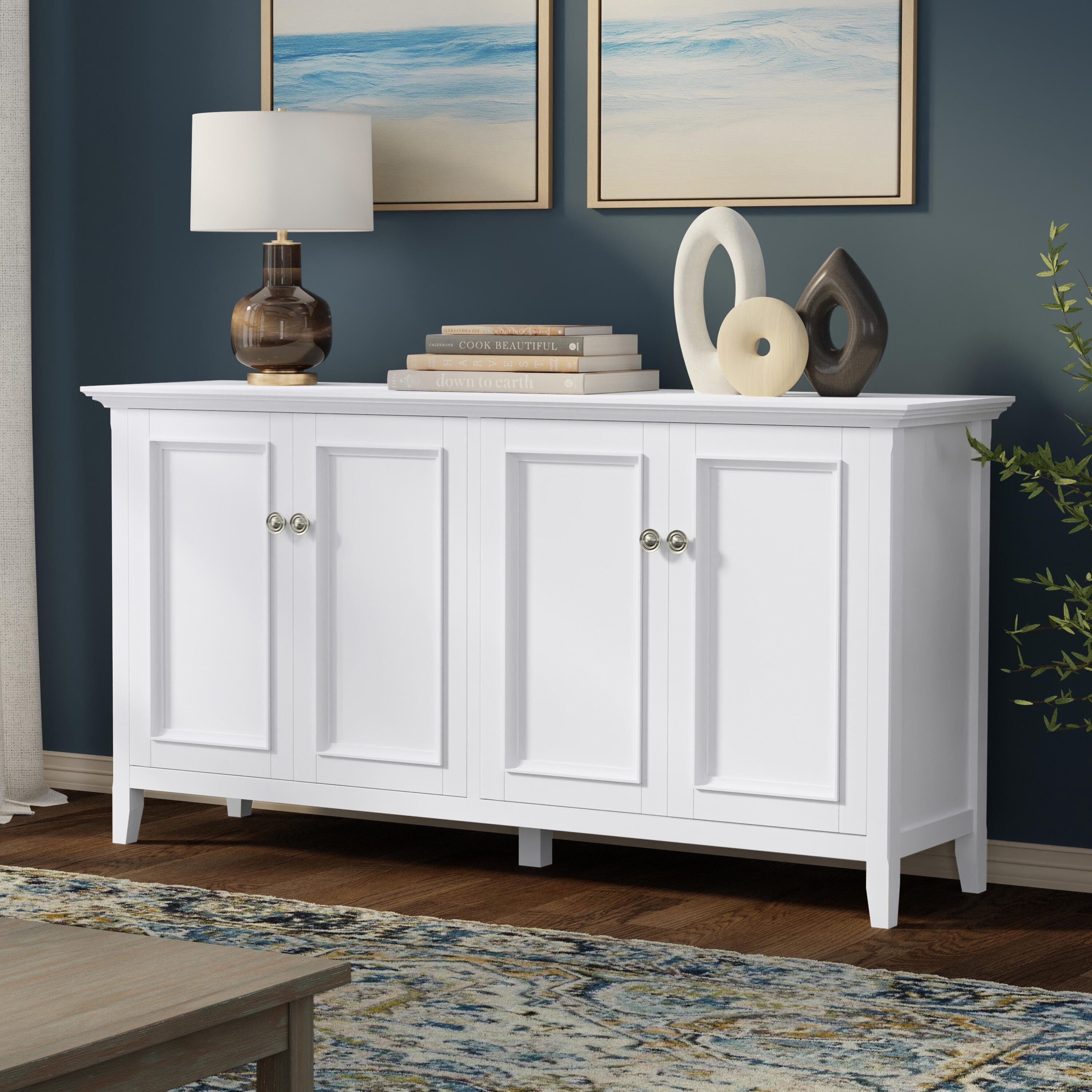 Simpli Home Amherst 66" Accent Cabinet, White, rollover