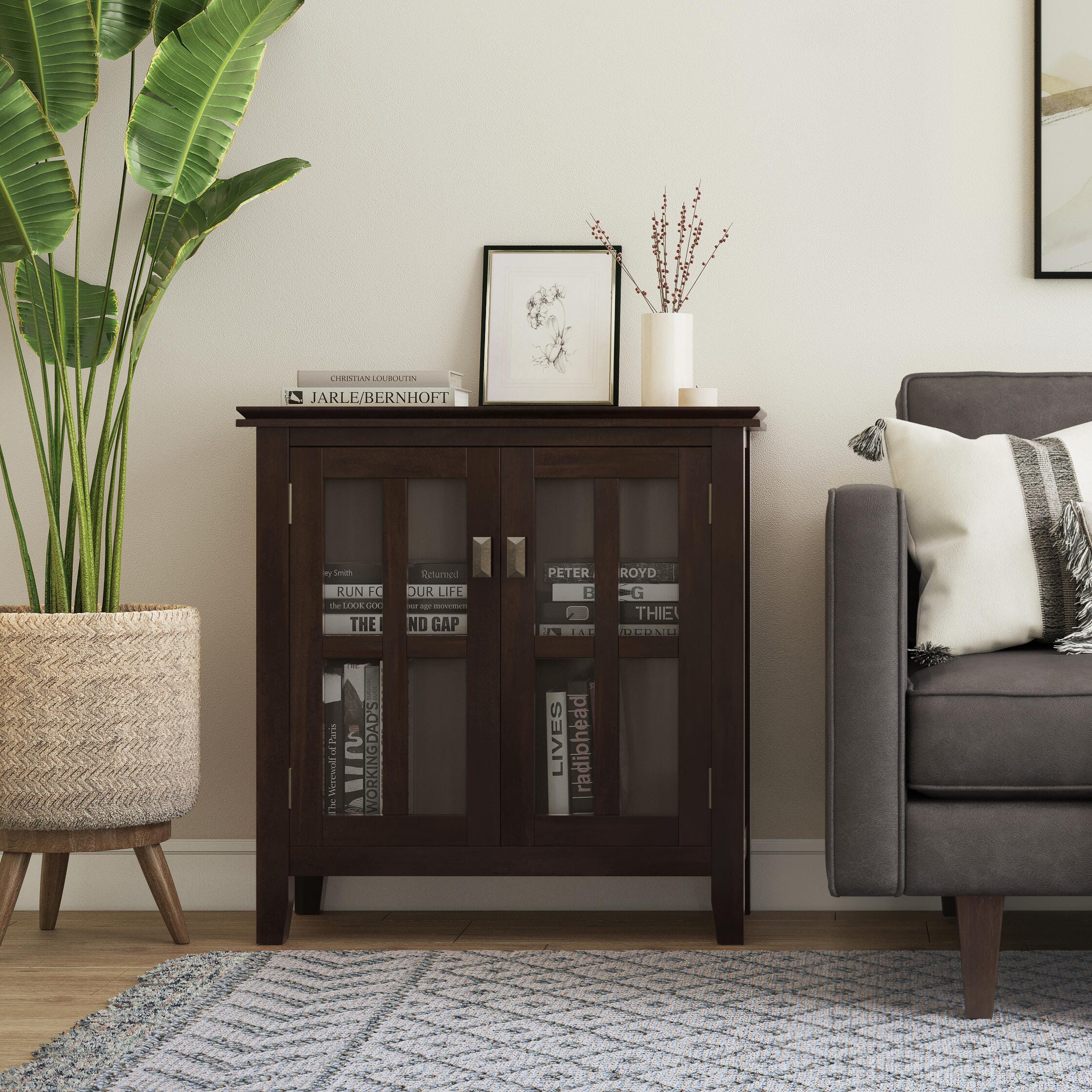 Simpli Home Artisan 30" Accent Cabinet, Tobacco Brown, rollover