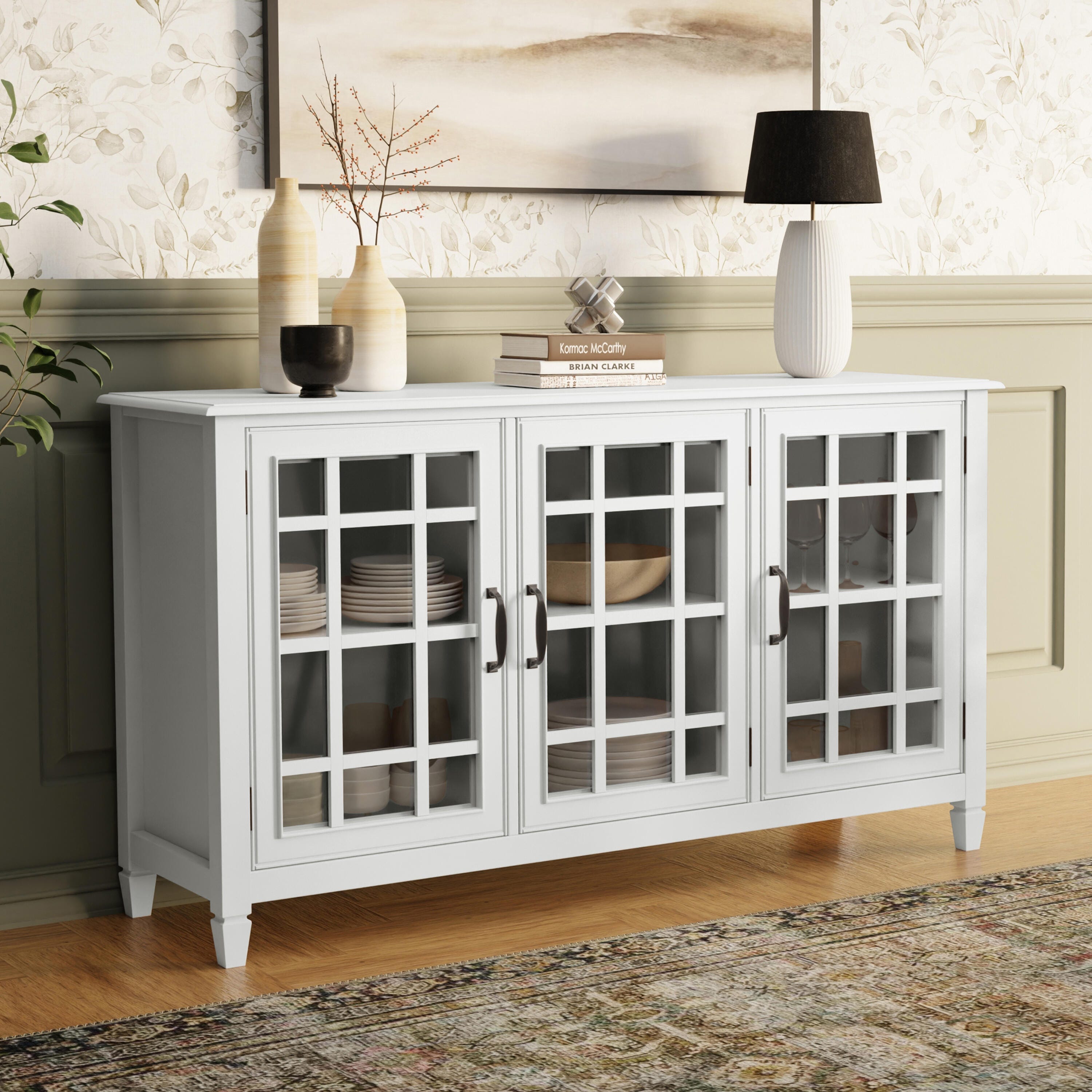 Simpli Home Connaught 60" Accent Cabinet, White, rollover