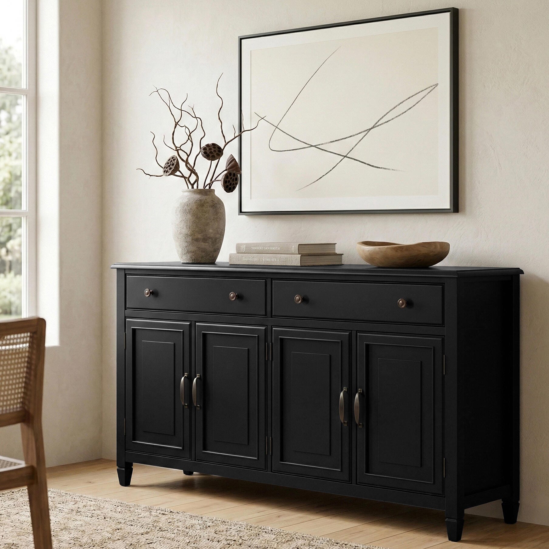 Simpli Home Connaught 66" Accent Cabinet, Black, rollover