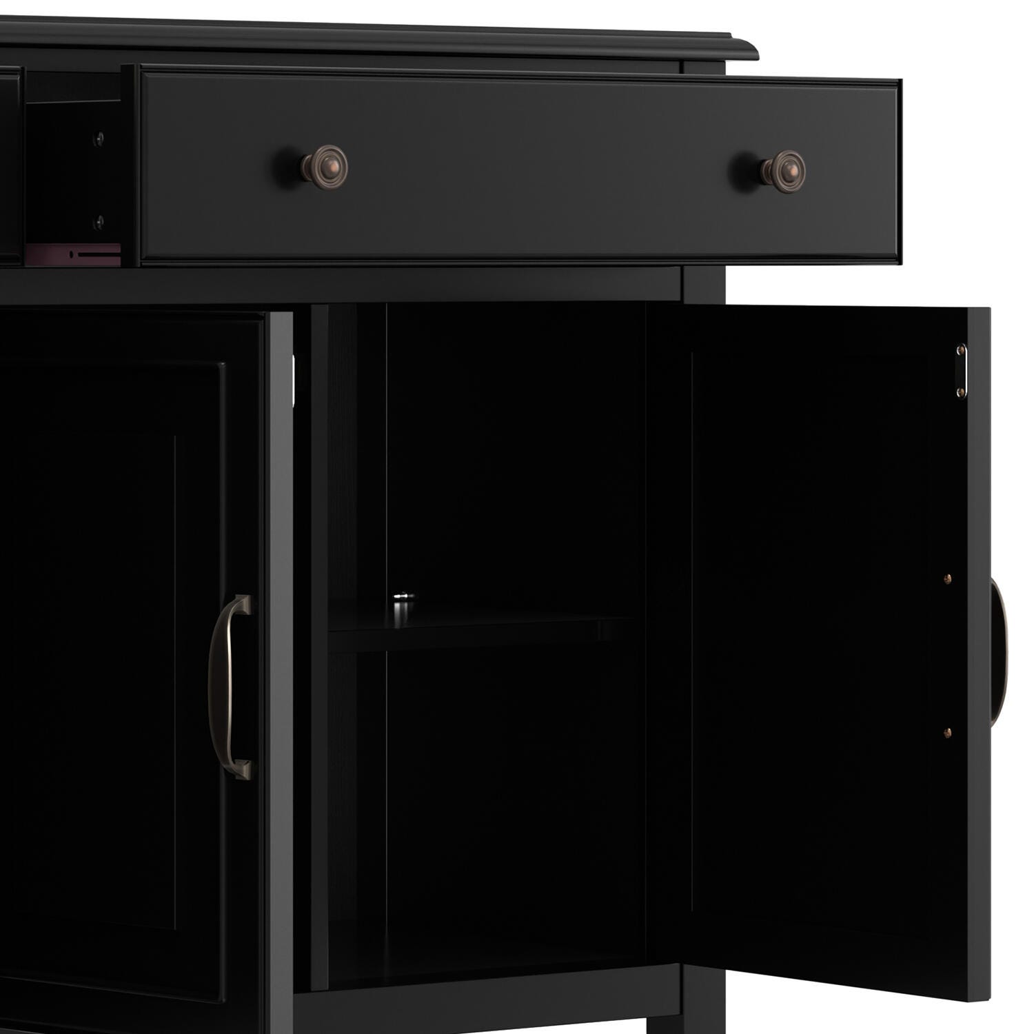 Simpli Home Connaught 66" Accent Cabinet, Black, large