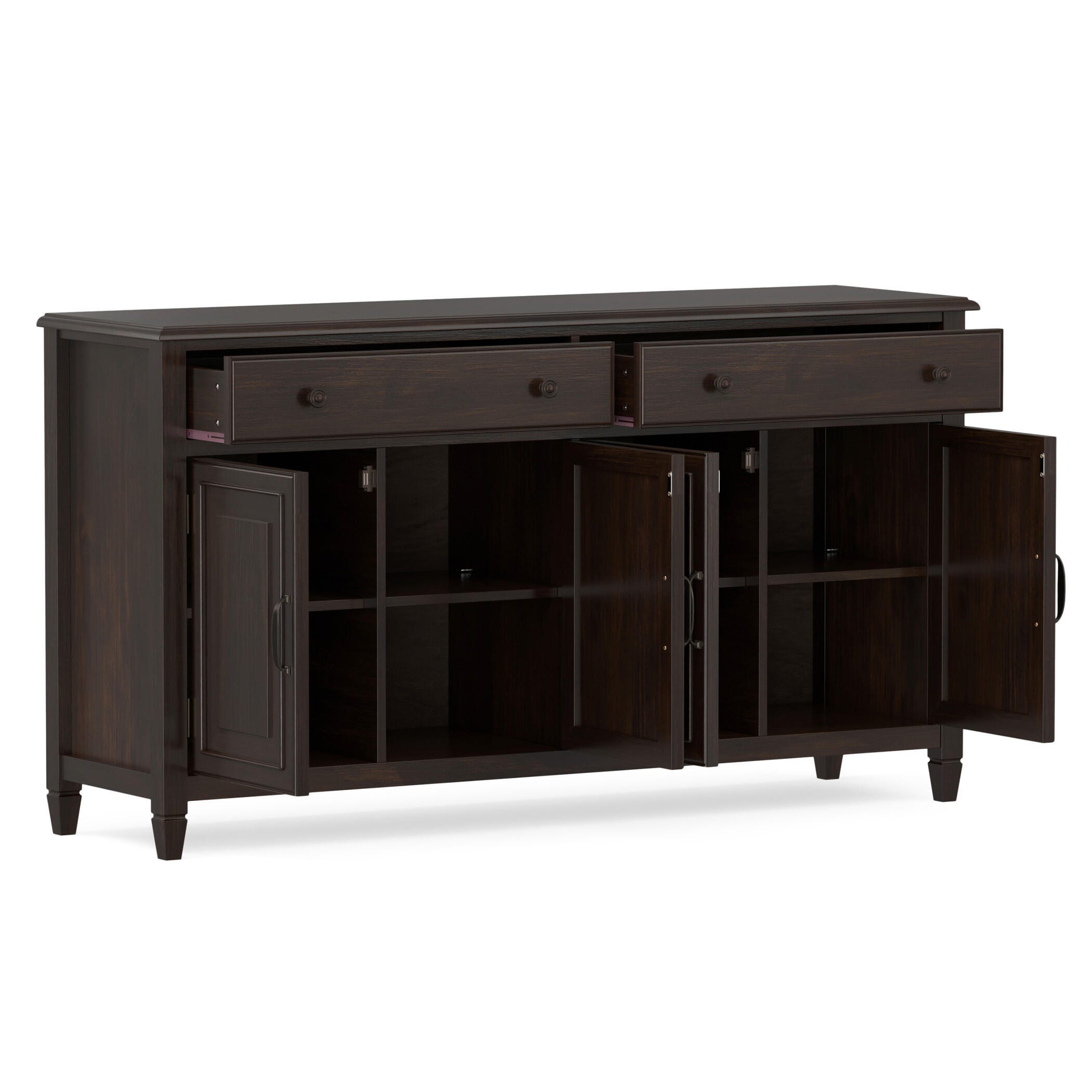 Simpli Home Connaught 66" Accent Cabinet, Dark Chestnut Brown, large