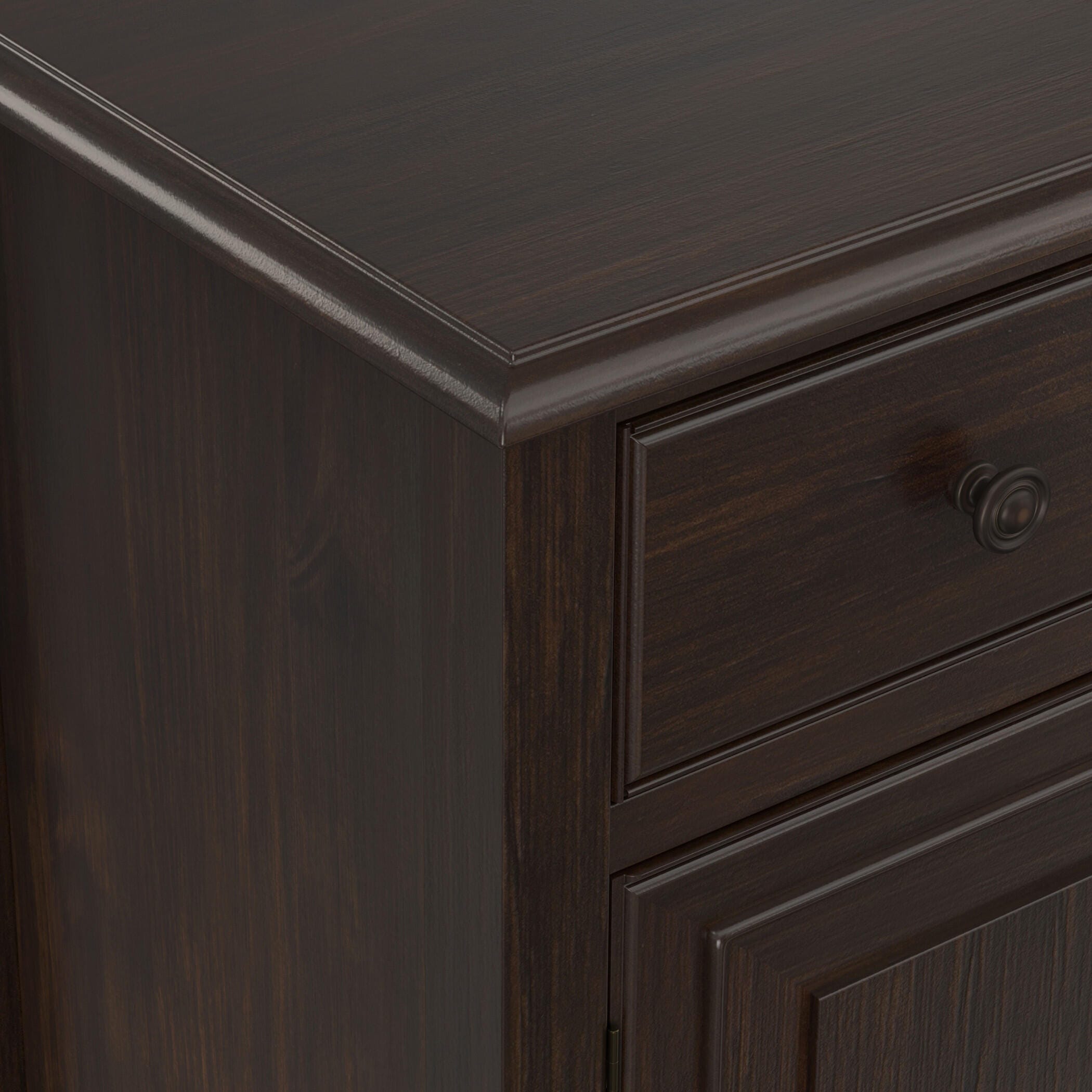 Simpli Home Connaught 66" Accent Cabinet, Dark Chestnut Brown, large