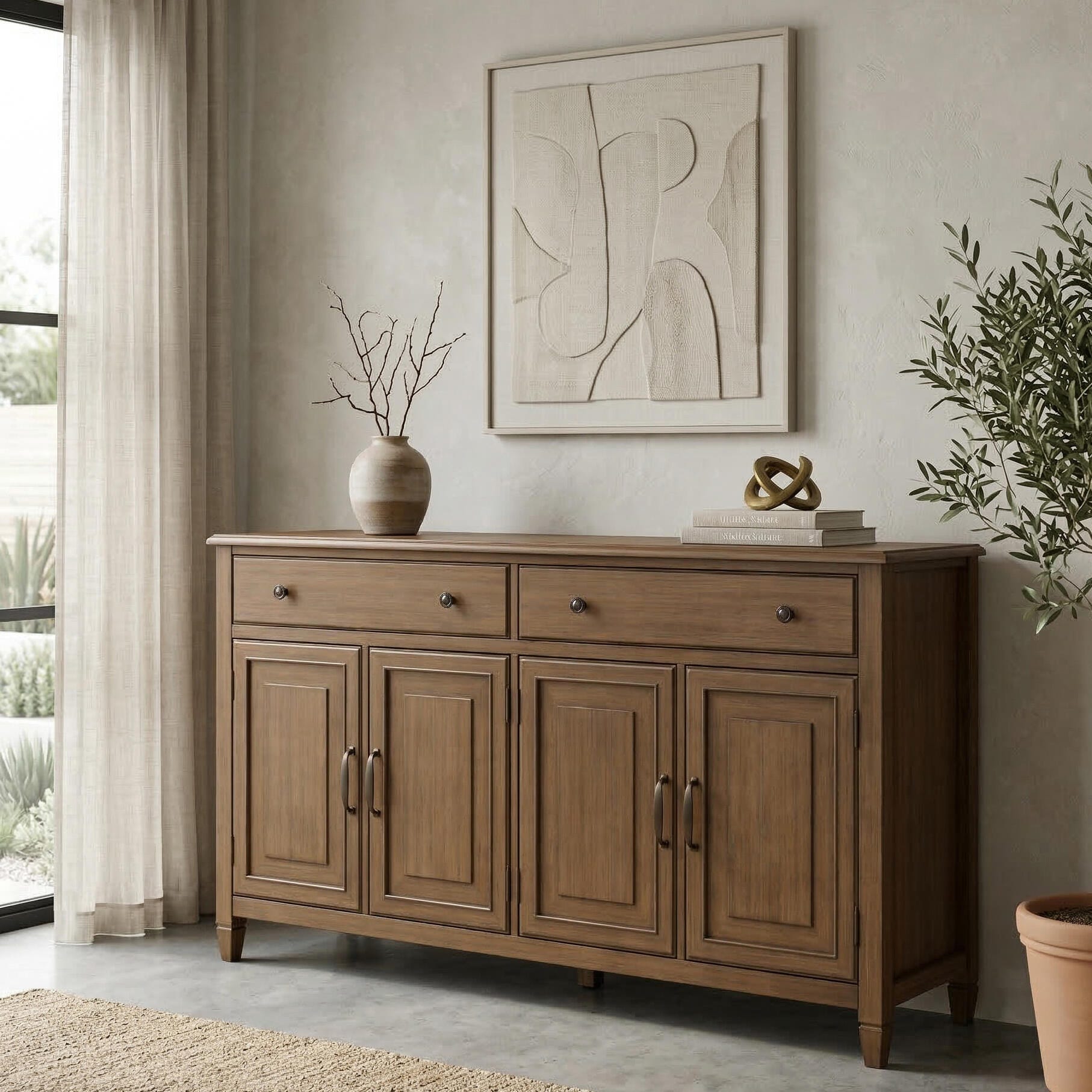 Simpli Home Connaught 66" Accent Cabinet, Rustic Natural Aged Brown, large