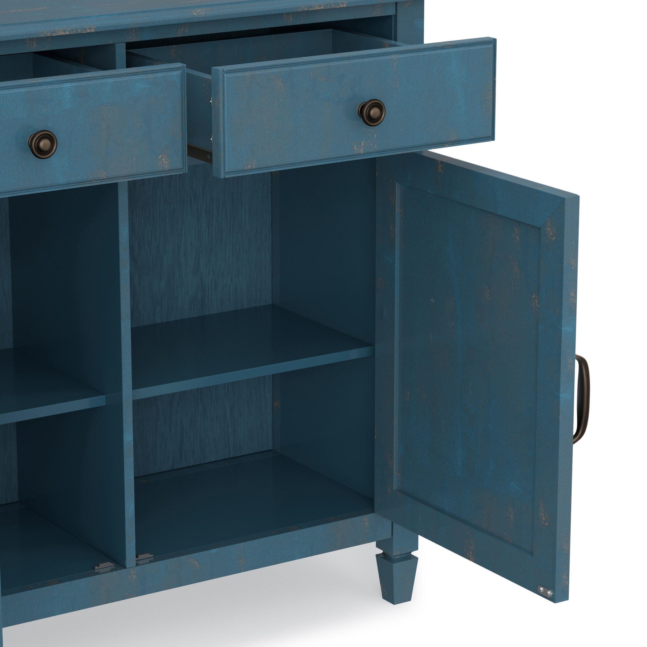Simpli Home Connaught 40" Accent Cabinet, Distressed Coastal Blue, large