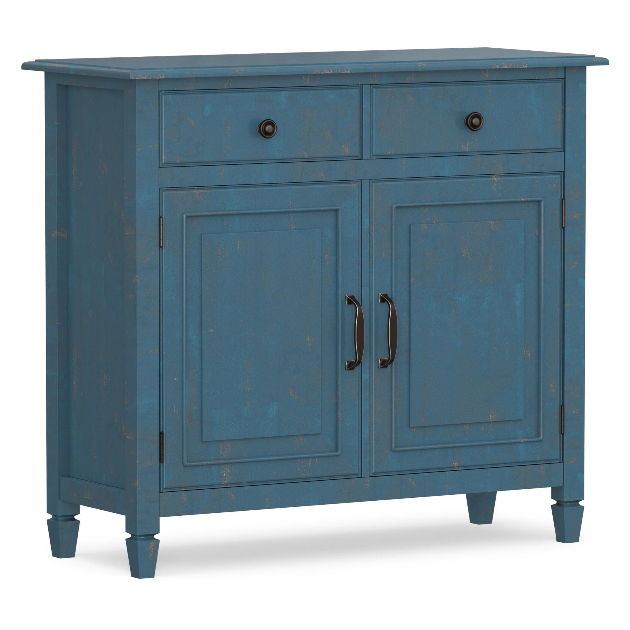 Simpli Home Connaught 40" Accent Cabinet, Distressed Coastal Blue, large