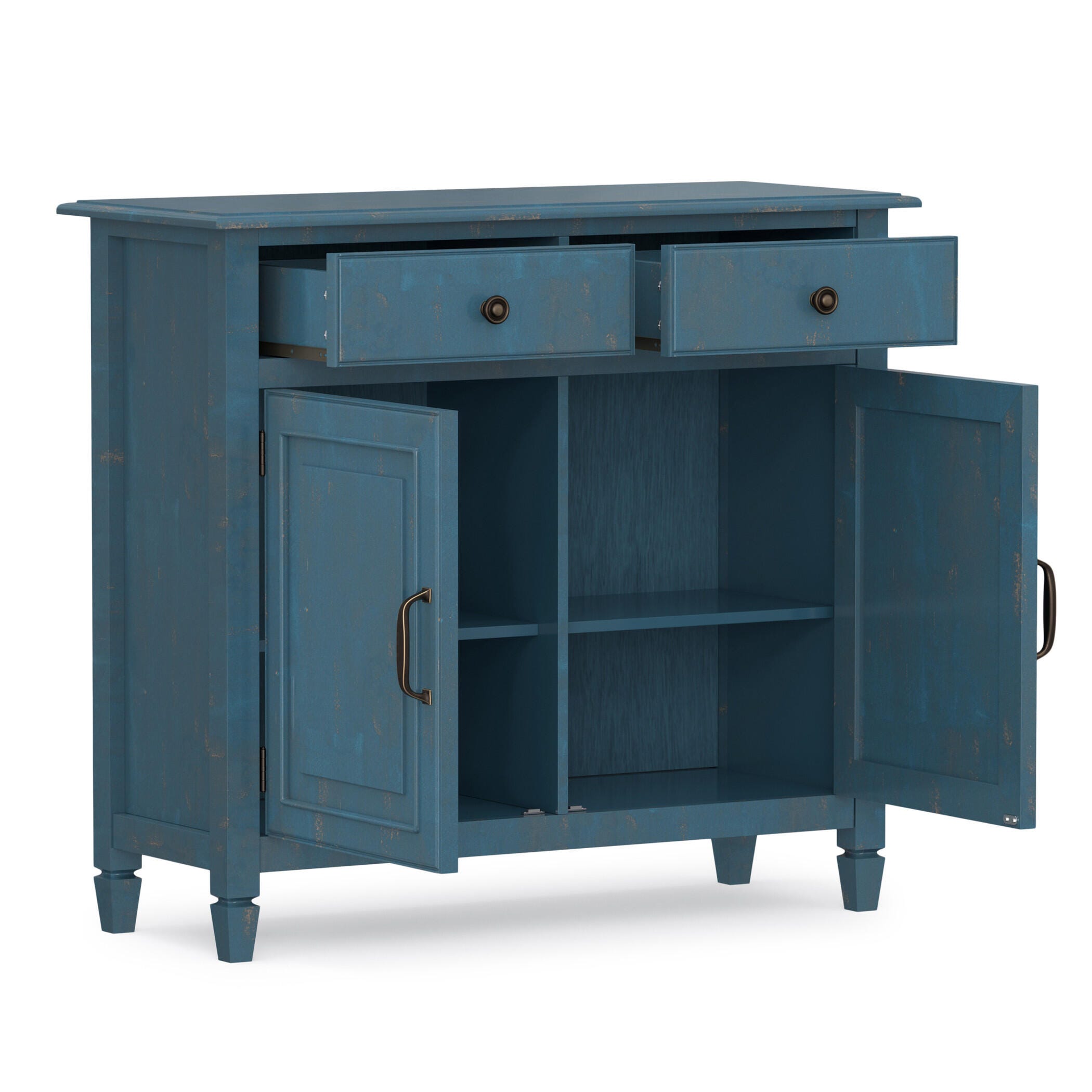 Simpli Home Connaught 40" Accent Cabinet, Distressed Coastal Blue, large