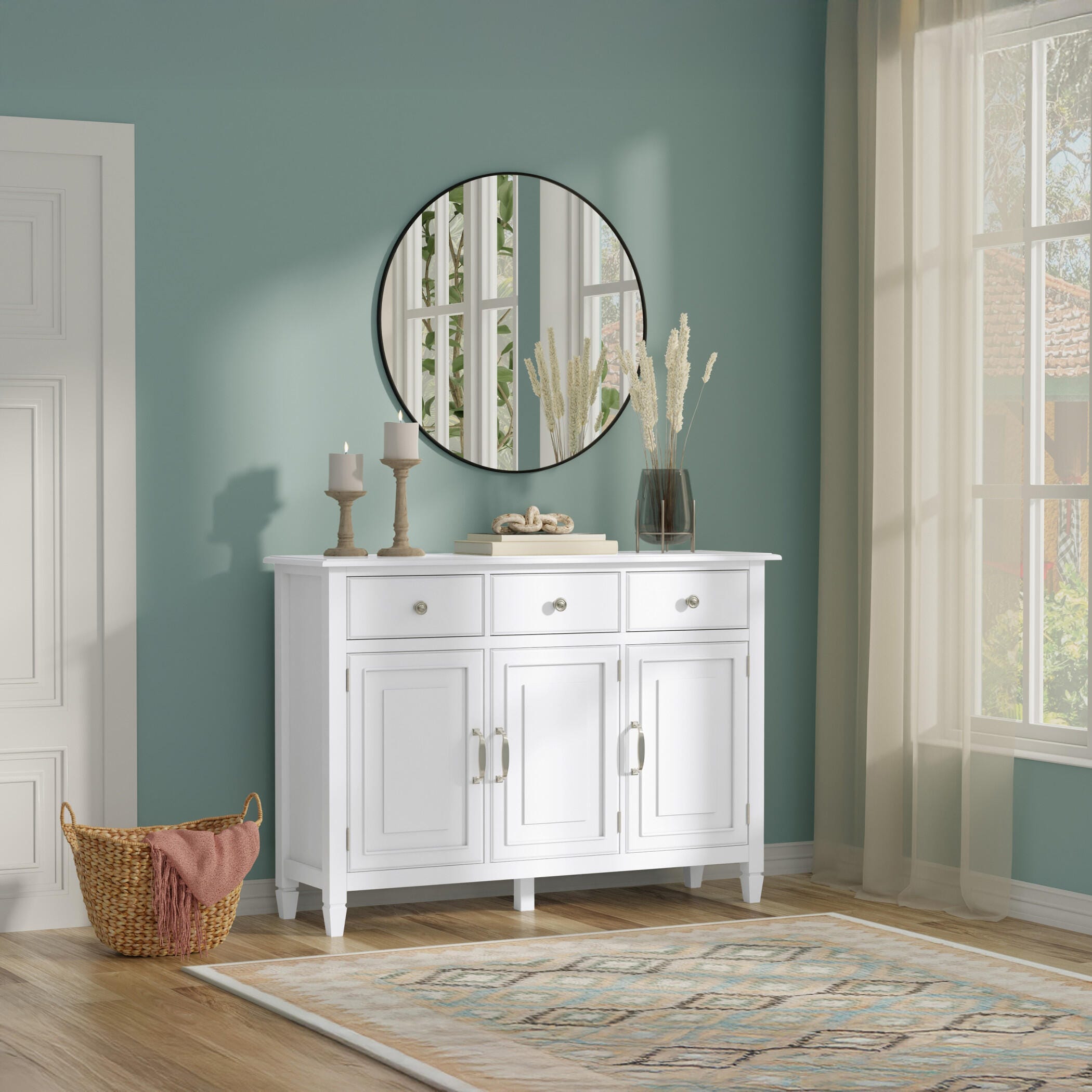 Simpli Home Connaught 51" Accent Cabinet, White, large
