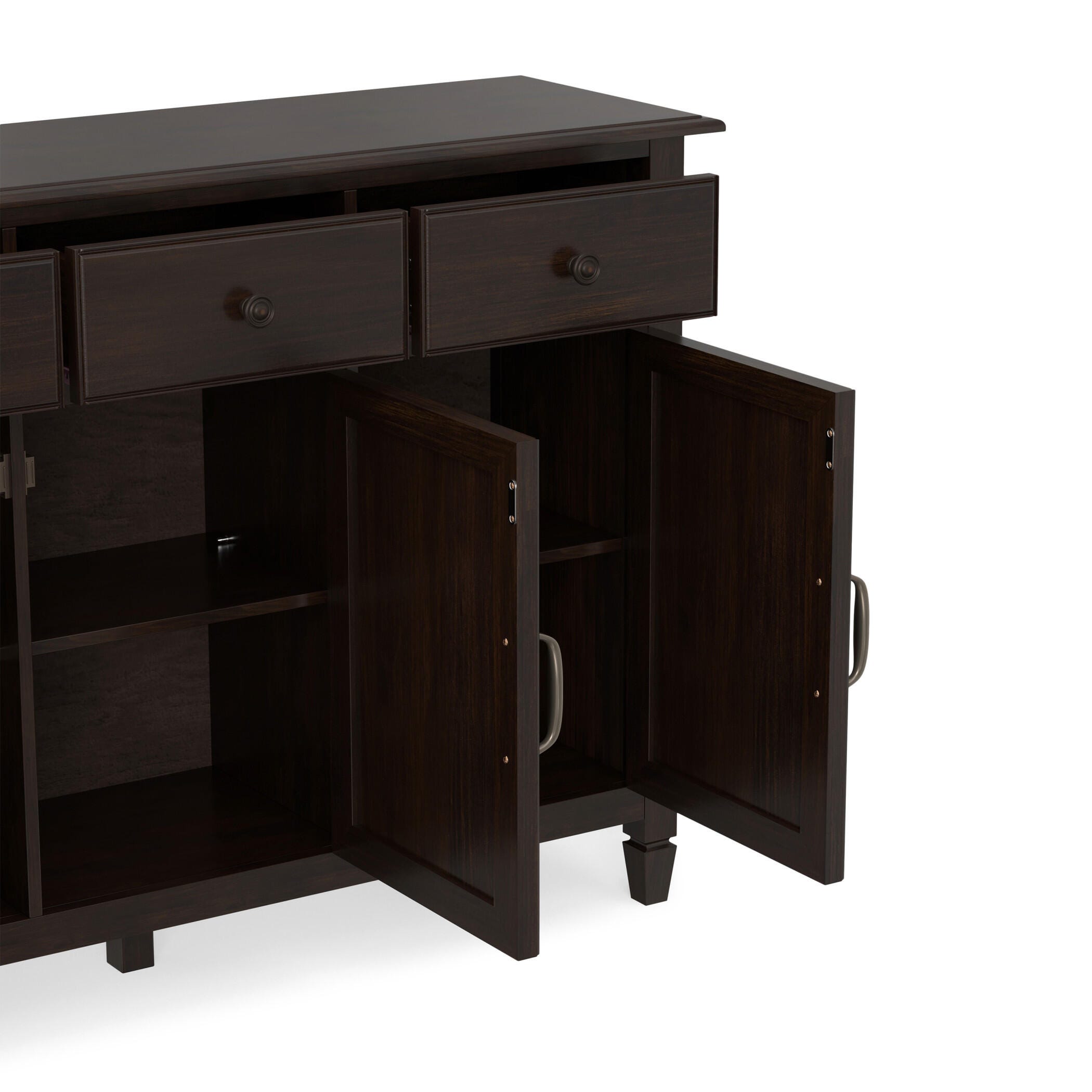 Simpli Home Connaught 51" Accent Cabinet, Chestnut Brown, large