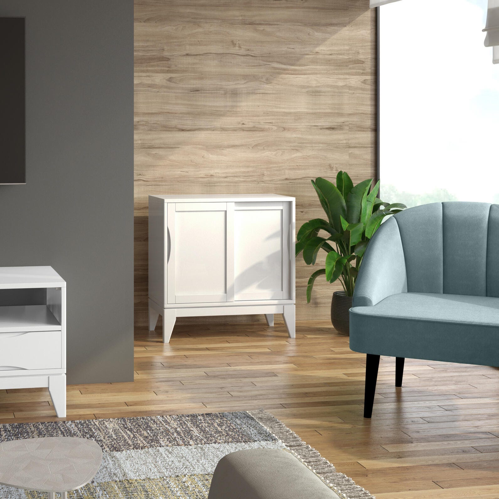 Simpli Home Harper 30" Accent Cabinet, White, rollover