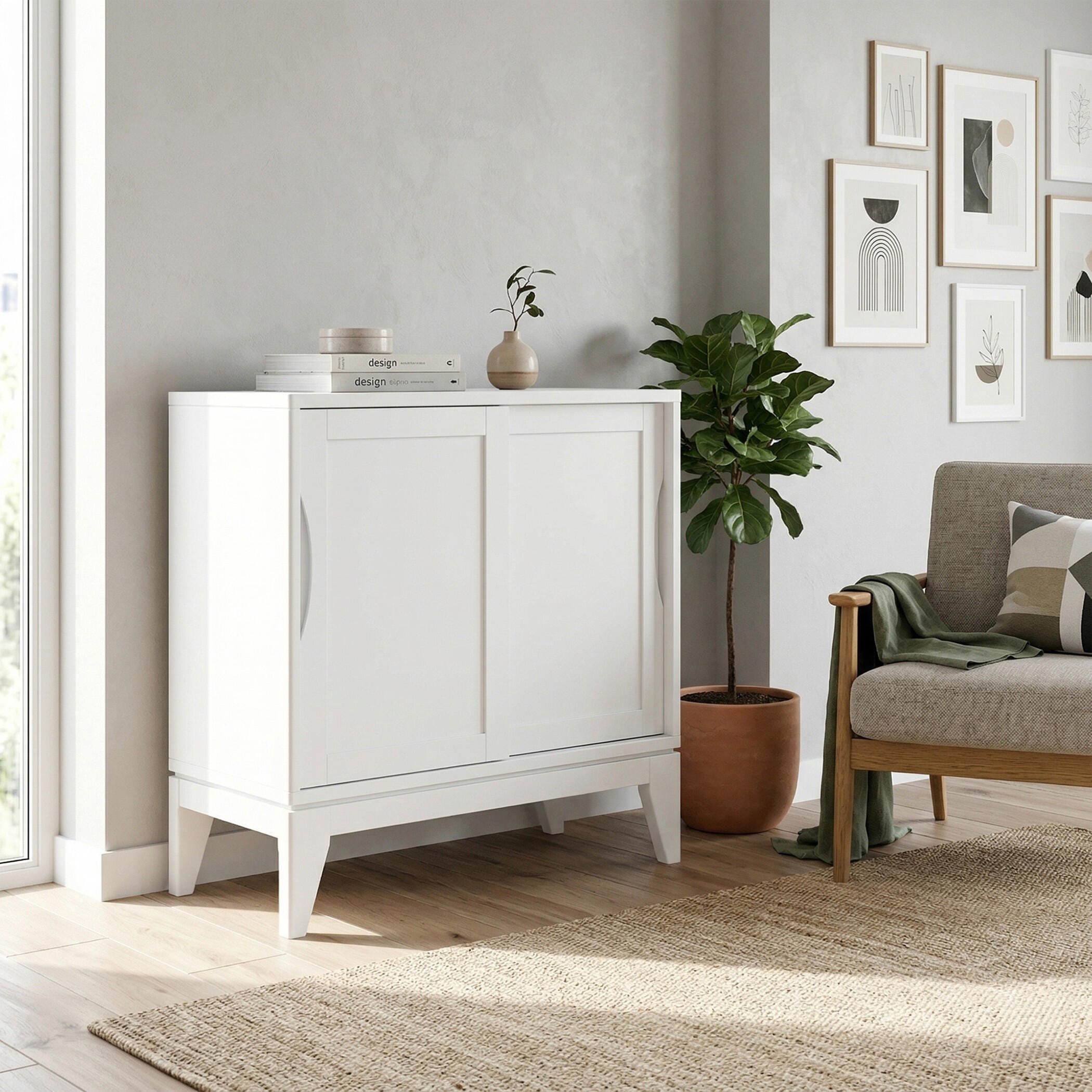Simpli Home Harper 30" Accent Cabinet, White, large
