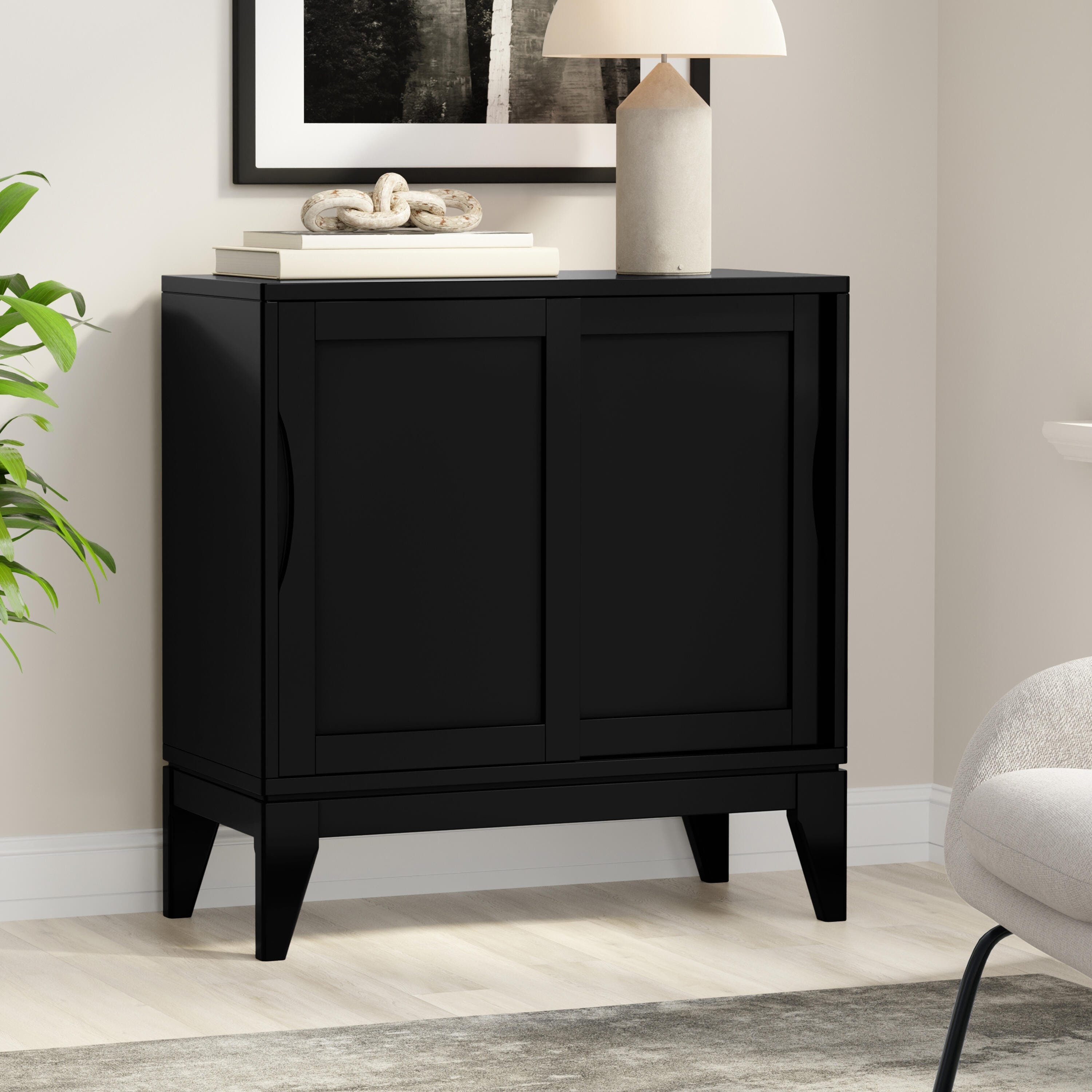 Simpli Home Harper 30" Accent Cabinet, Black, rollover