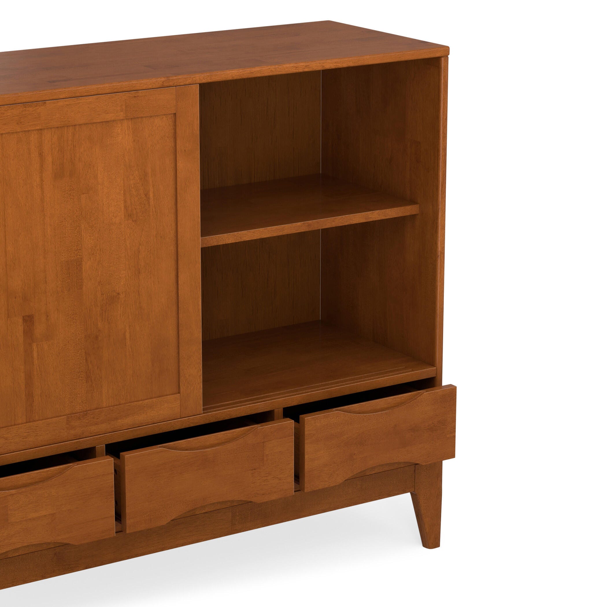Simpli Home Harper 48" Accent Cabinet, Teak Brown, large