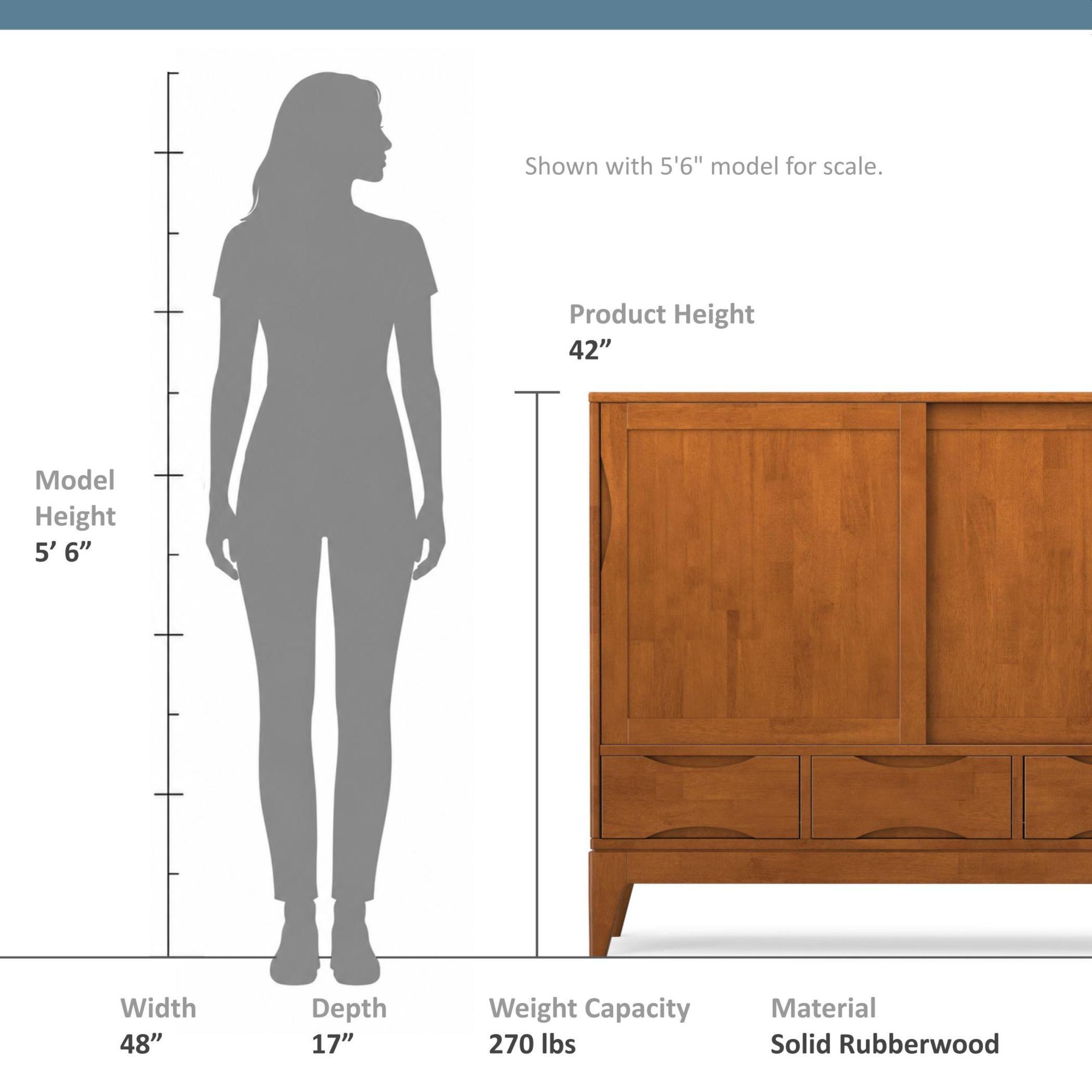 Simpli Home Harper 48" Accent Cabinet, Teak Brown, large