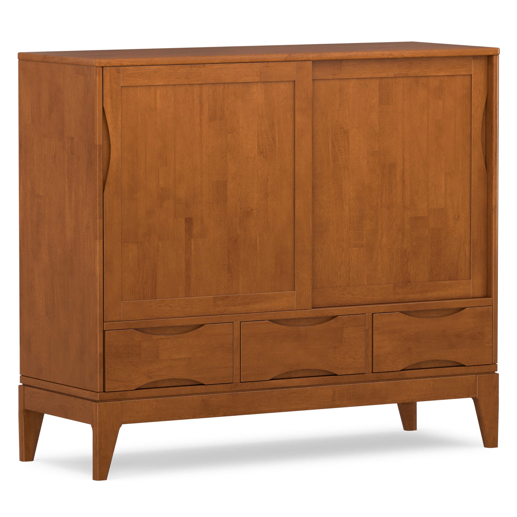 Simpli Home Harper 48" Accent Cabinet, Teak Brown, large