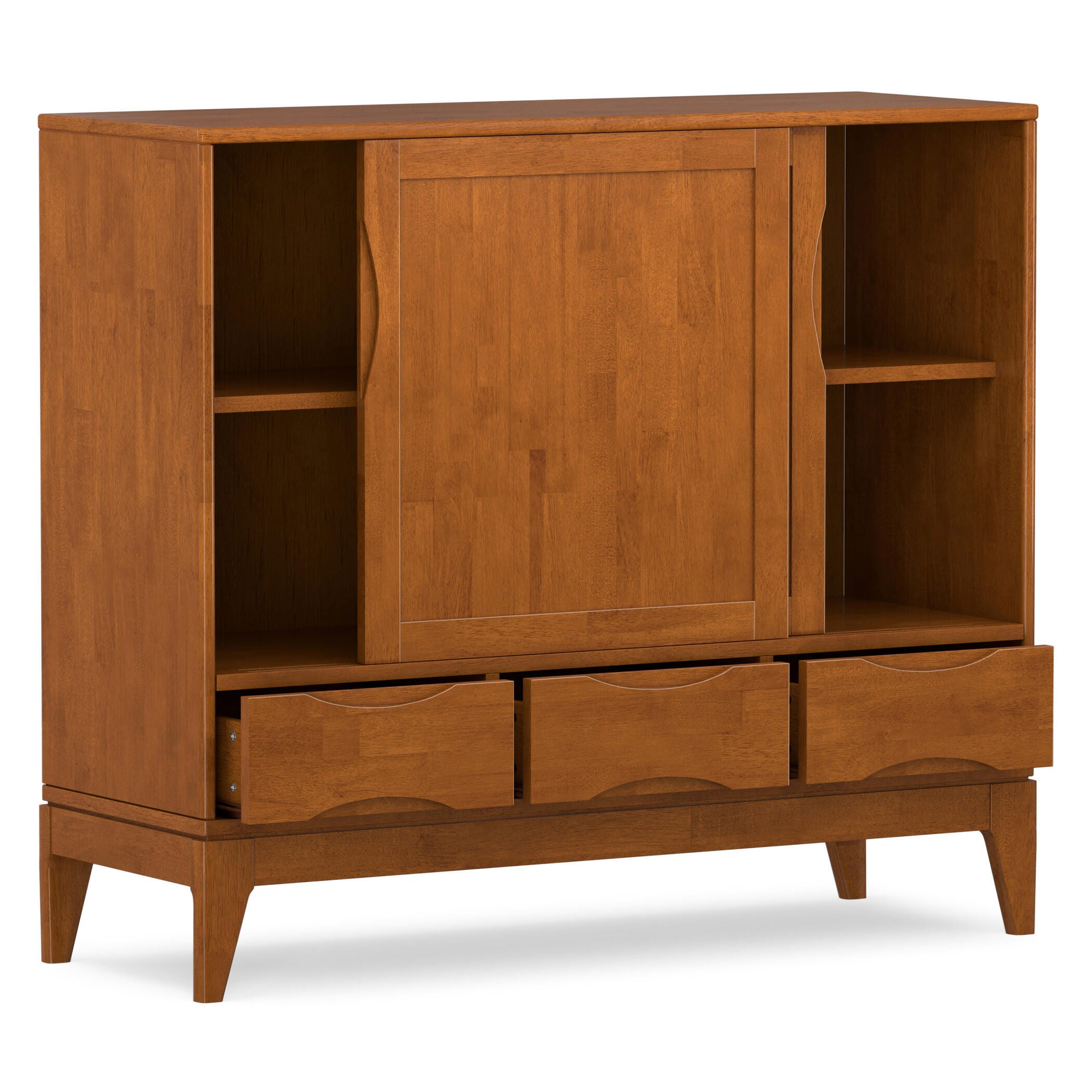 Simpli Home Harper 48" Accent Cabinet, Teak Brown, large