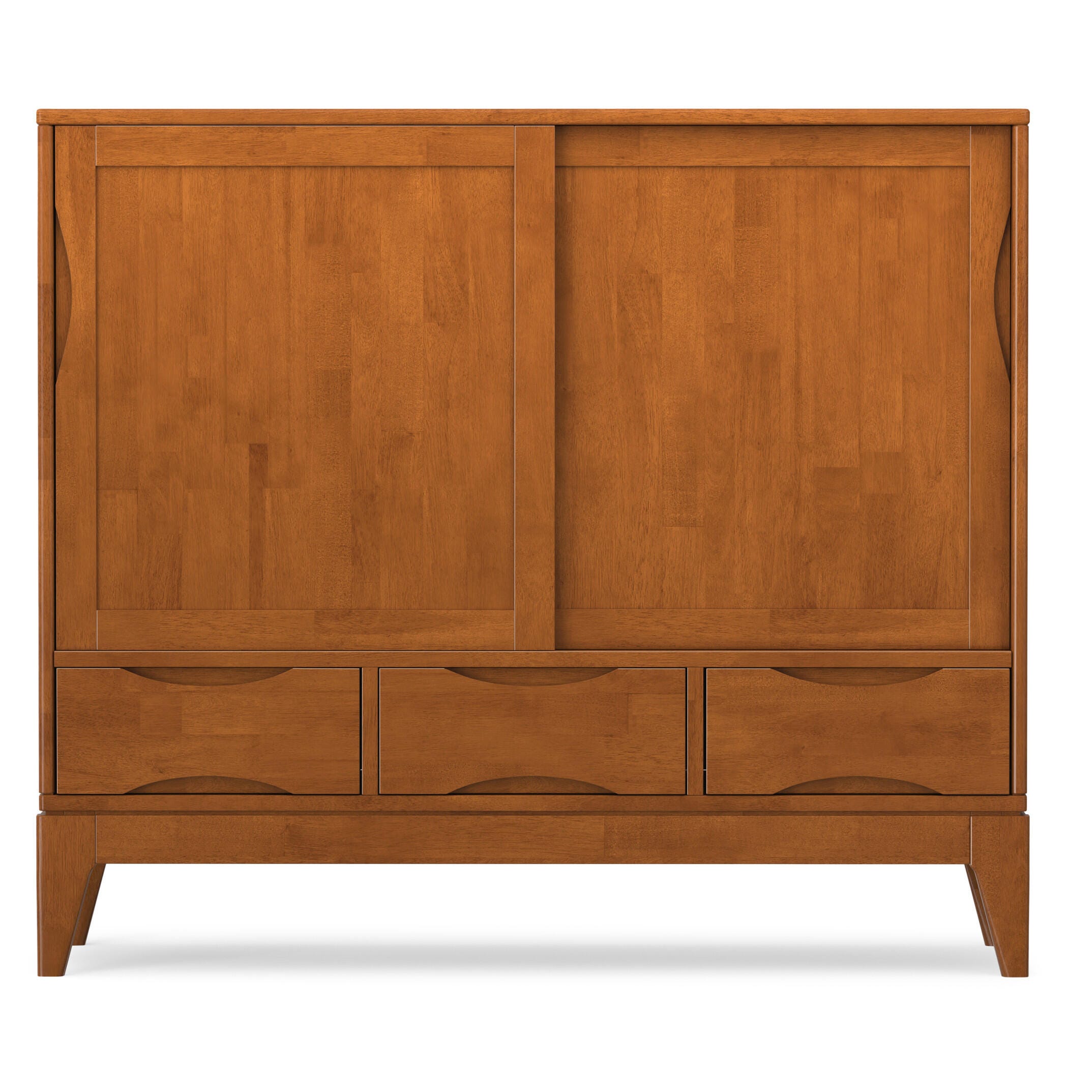 Simpli Home Harper 48" Accent Cabinet, Teak Brown, large