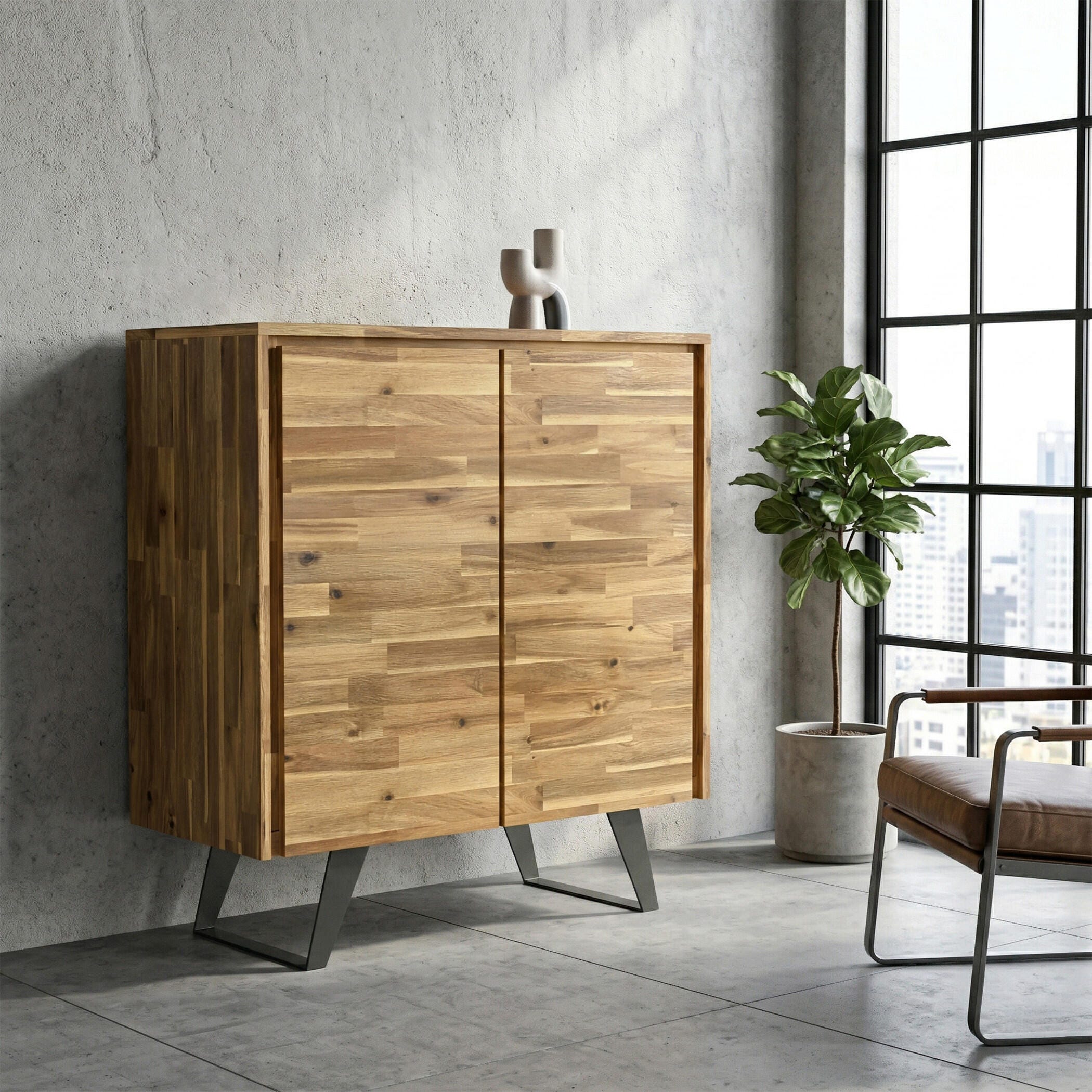 Simpli Home Lowry 39" Accent Cabinet, Distressed Golden Wheat, large