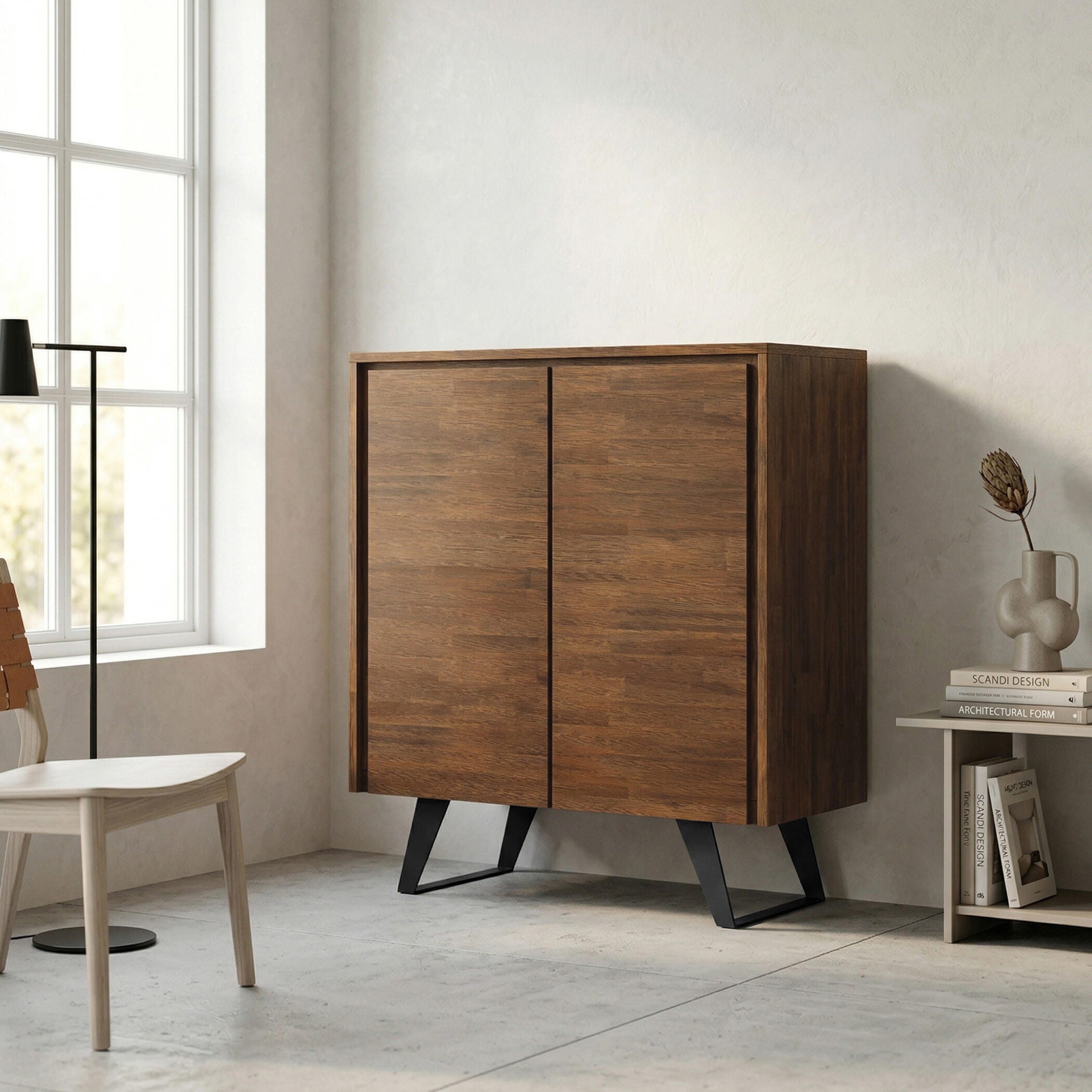 Simpli Home Lowry 39" Accent Cabinet, Rustic Natural Aged Brown, rollover