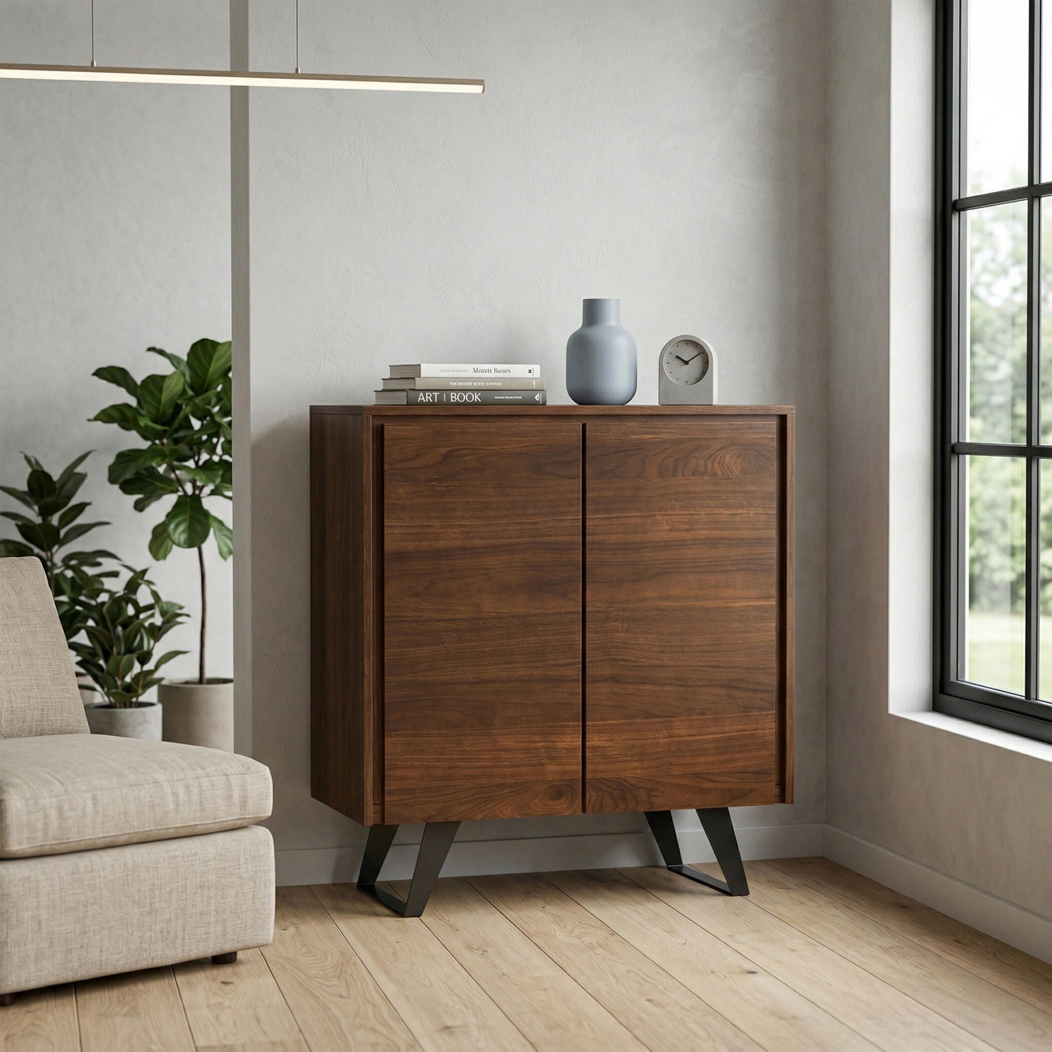 Simpli Home Lowry 39" Accent Cabinet, Walnut, large