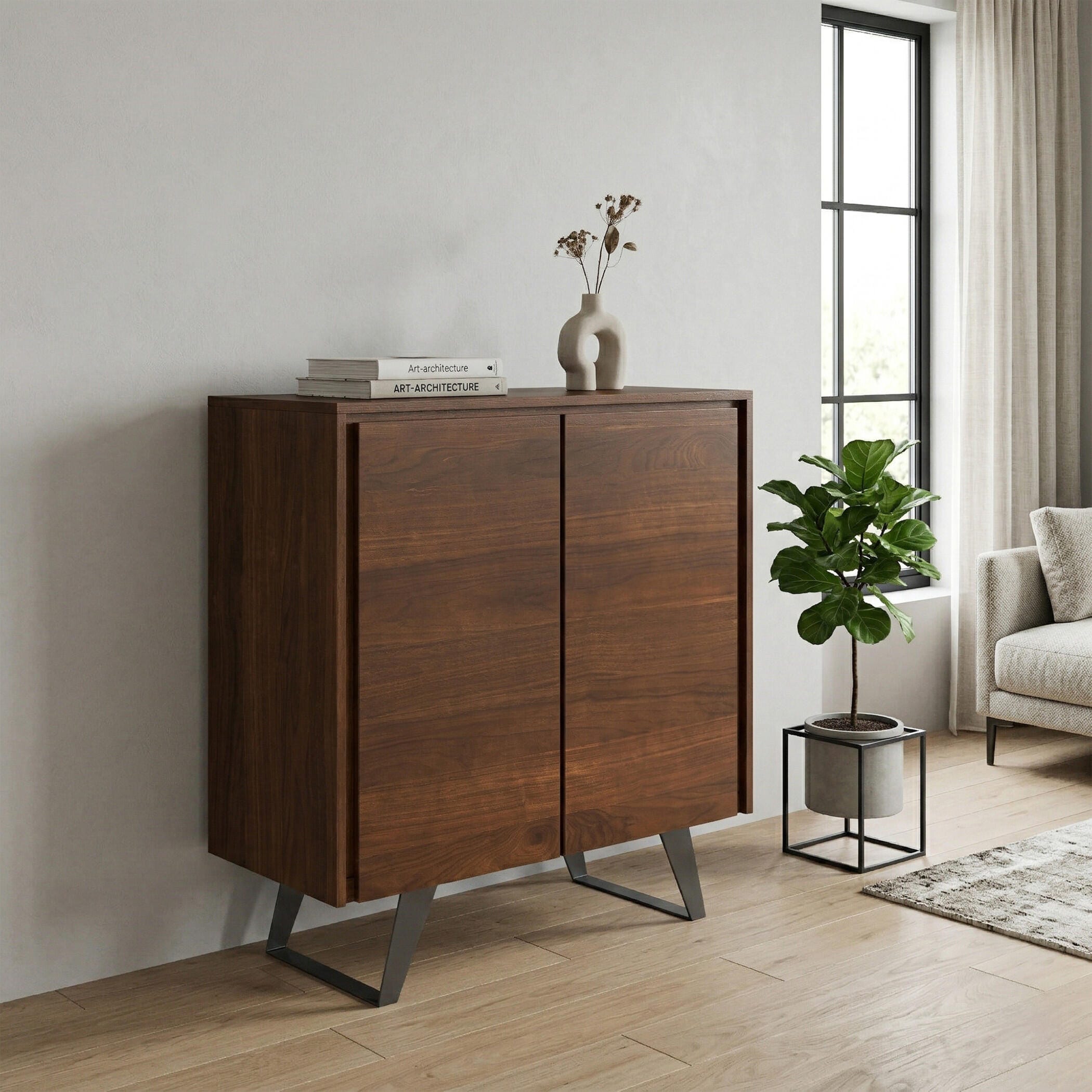 Simpli Home Lowry 39" Accent Cabinet, Walnut, large