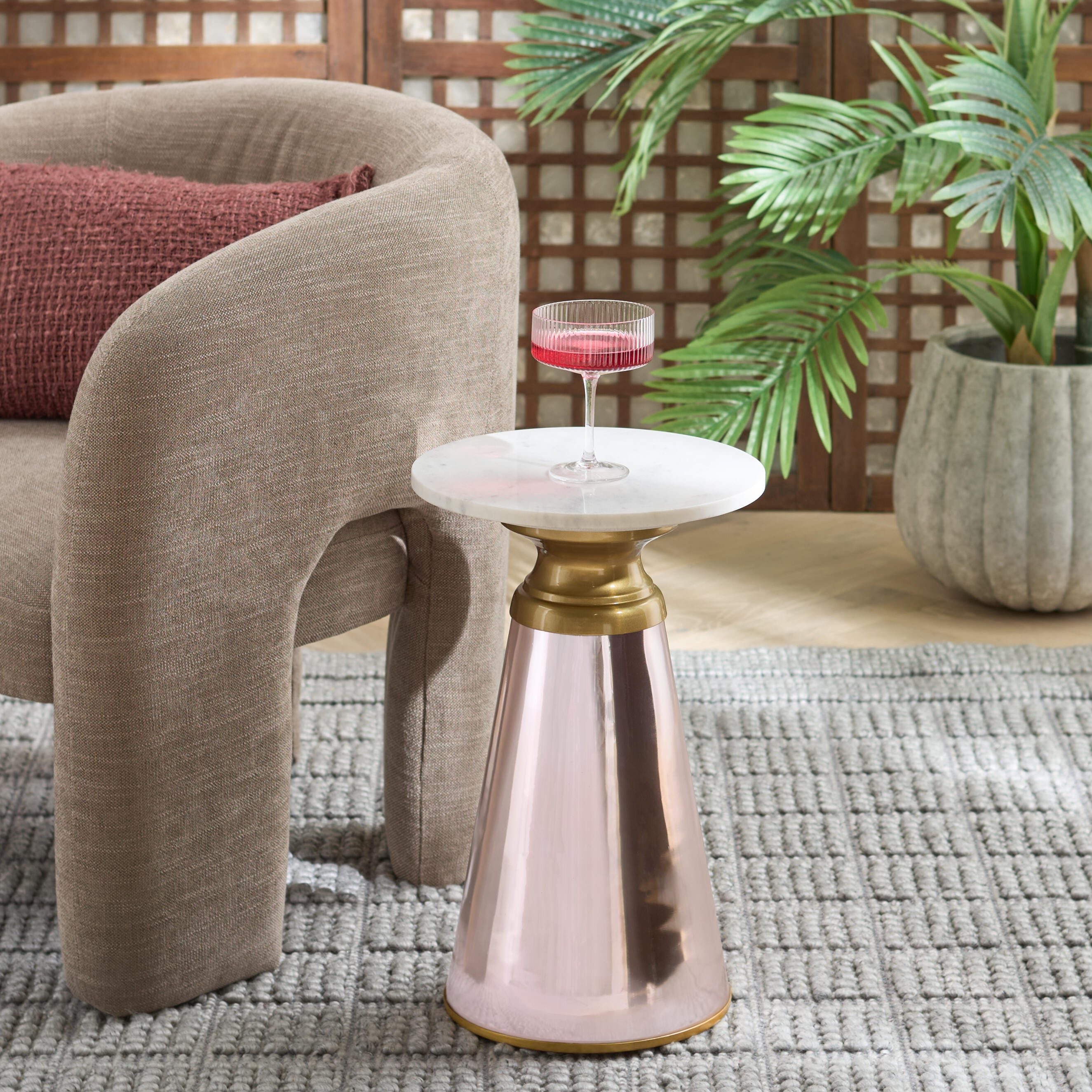 Safavieh Guido Side Table, Pink/White, rollover