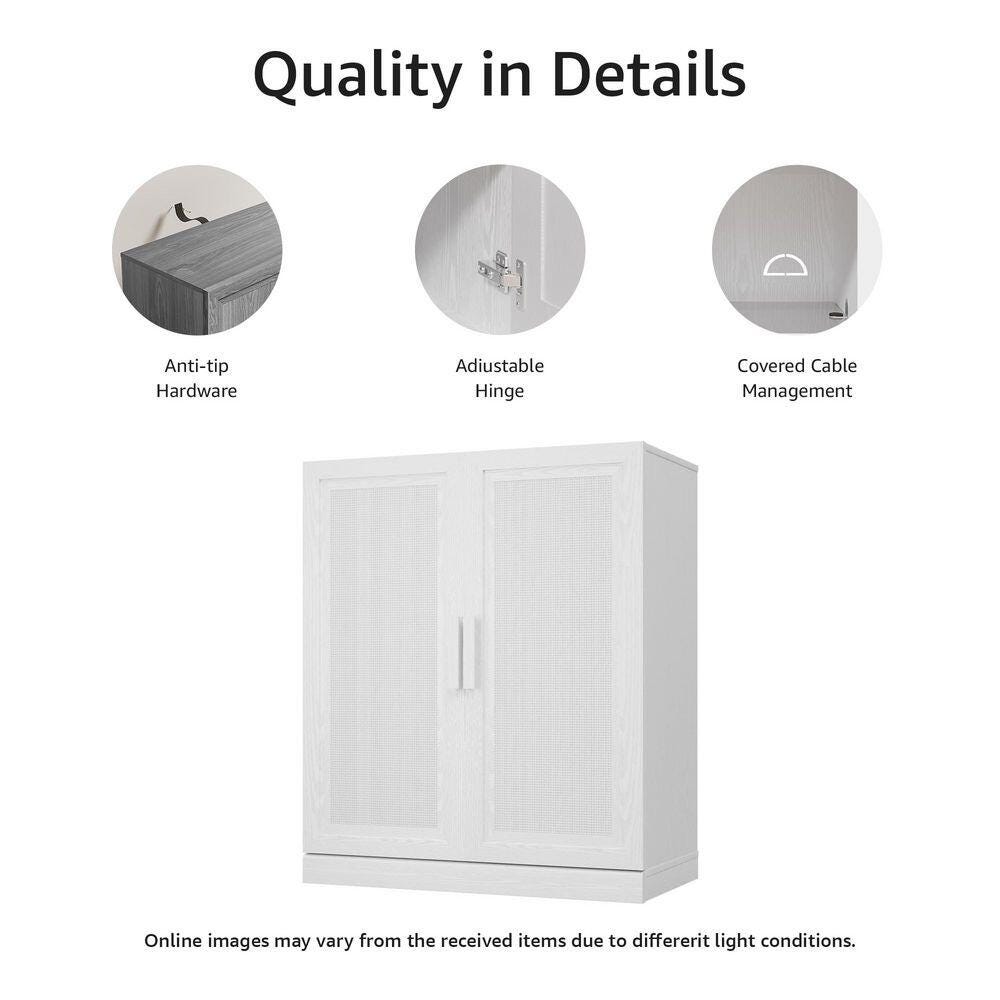 Dovelina Liora Textured 31" Accent Cabinet, White/Gray, large