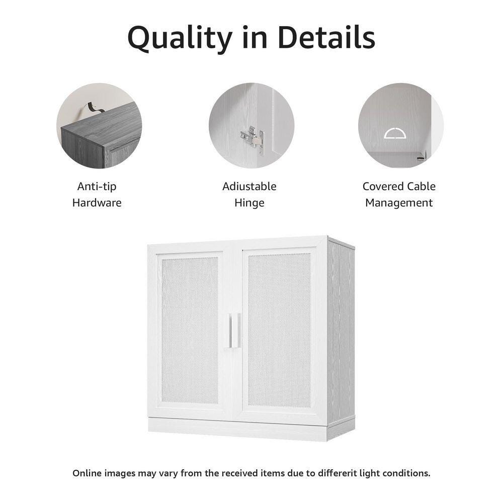 Dovelina Liora Textured 31" Accent Cabinet, White, large