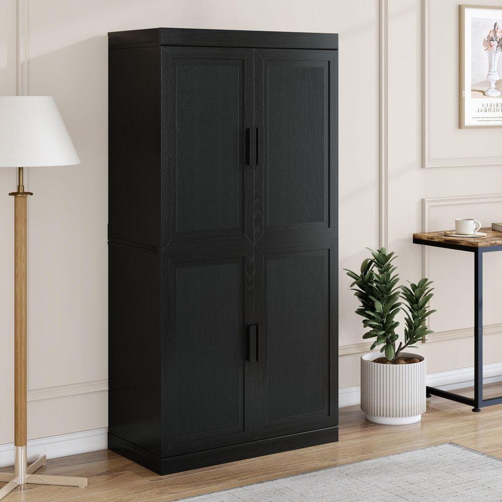Dovelina Liora Textured 31" Accent Cabinet, Black, large